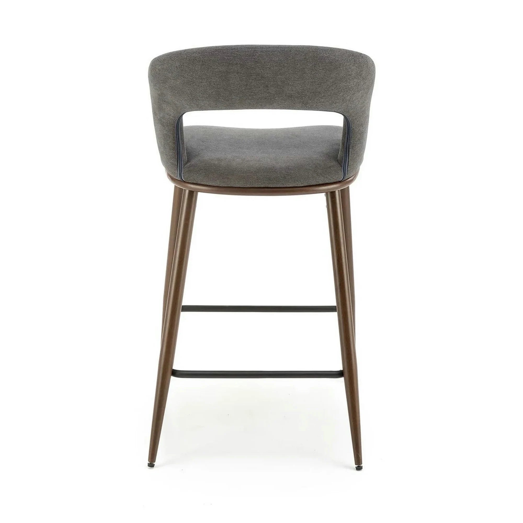 Scaun bucatarie insula H114, gri/nuc, stofa clasica/otel, 48x52x92 cm