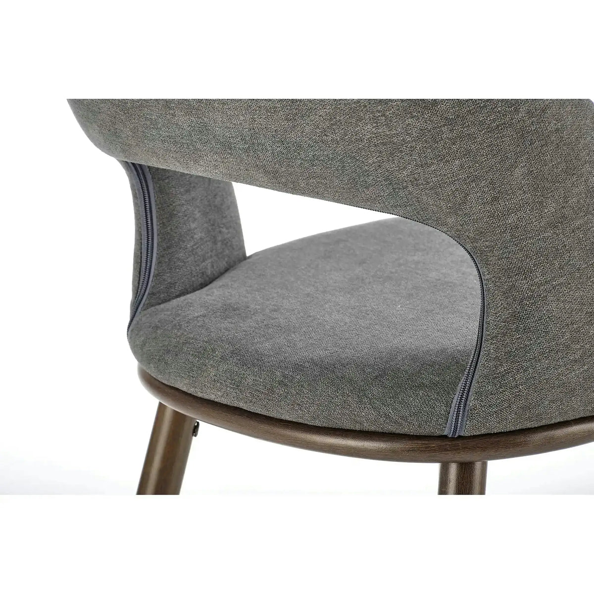 Scaun bucatarie insula H114, gri/nuc, stofa clasica/otel, 48x52x92 cm