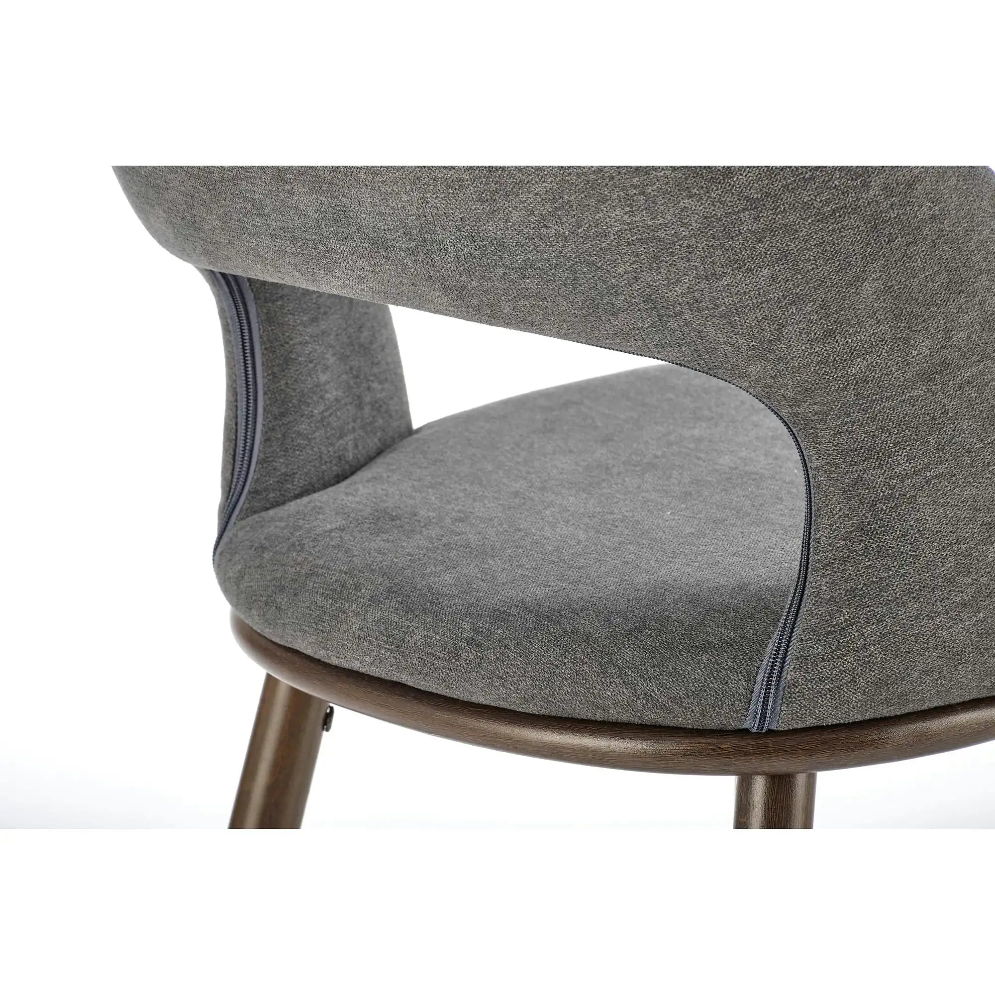 Scaun bucatarie insula H114, gri/nuc, stofa clasica/otel, 48x52x92 cm