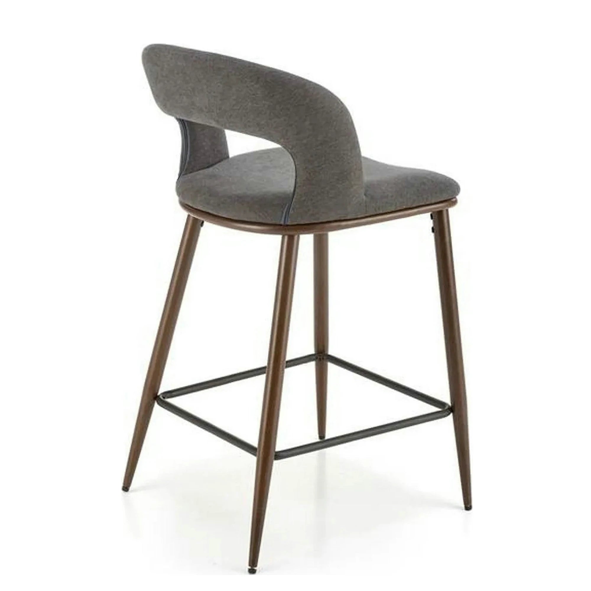 Scaun bucatarie insula H114, gri/nuc, stofa clasica/otel, 48x52x92 cm