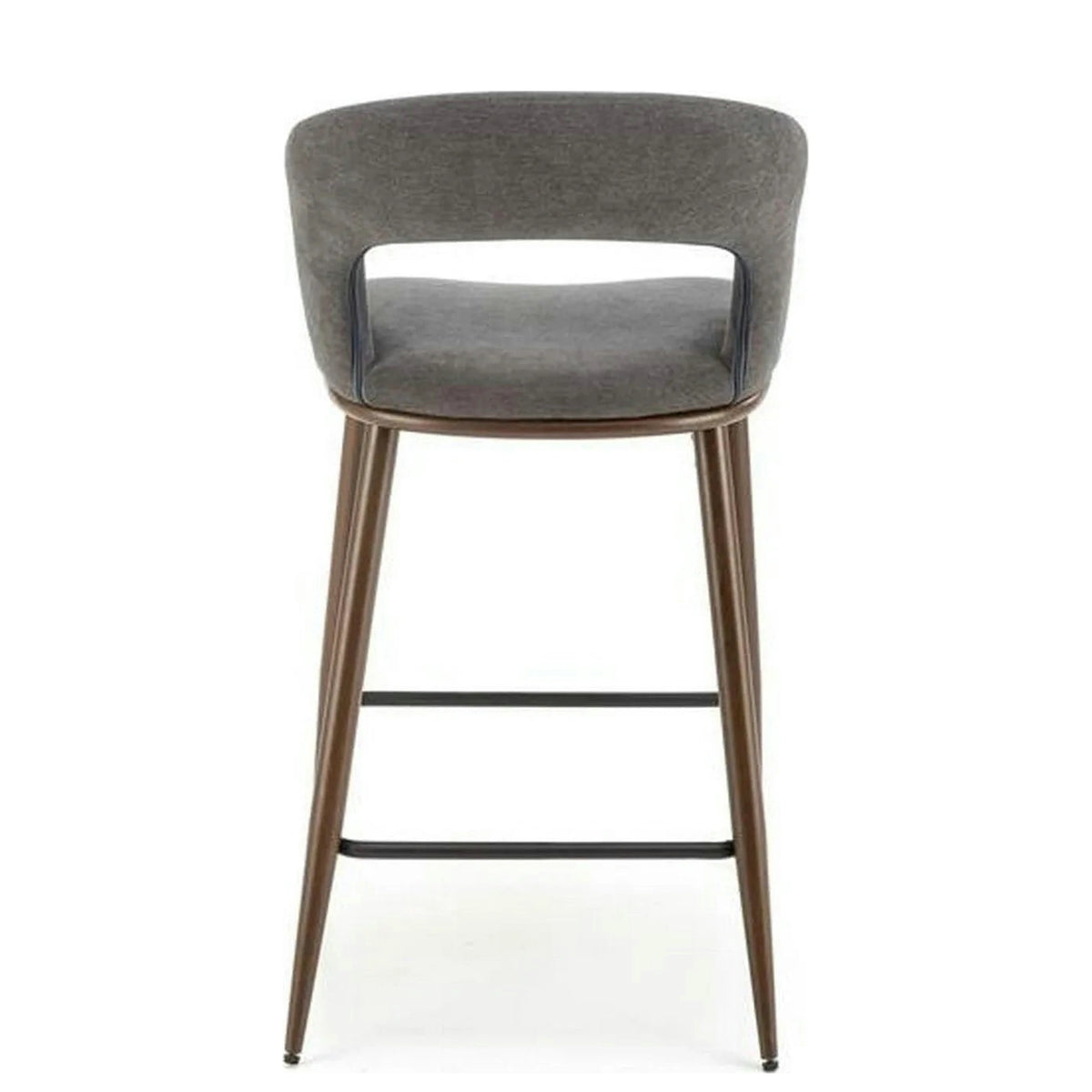 Scaun bucatarie insula H114, gri/nuc, stofa clasica/otel, 48x52x92 cm