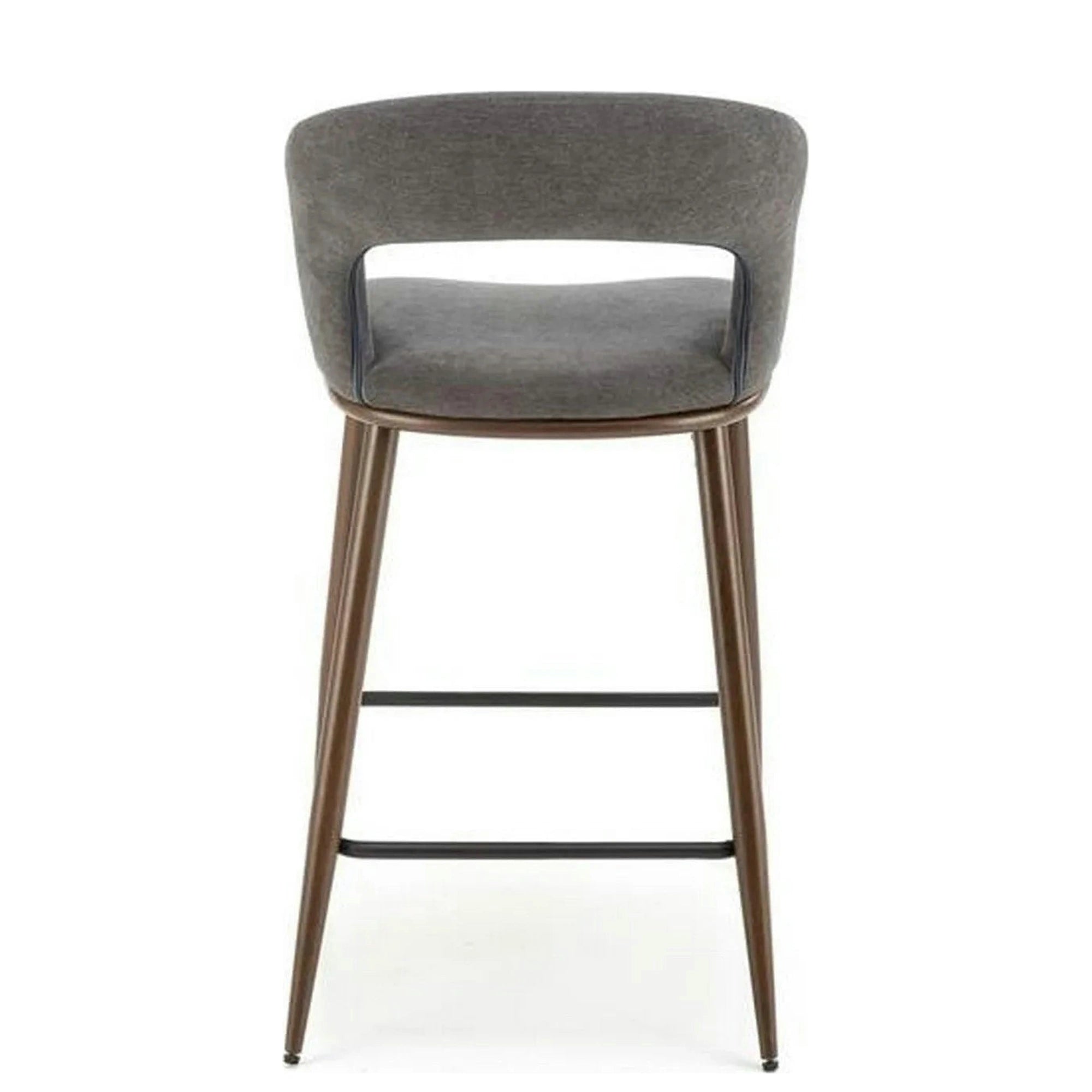 Scaun bucatarie insula H114, gri/nuc, stofa clasica/otel, 48x52x92 cm