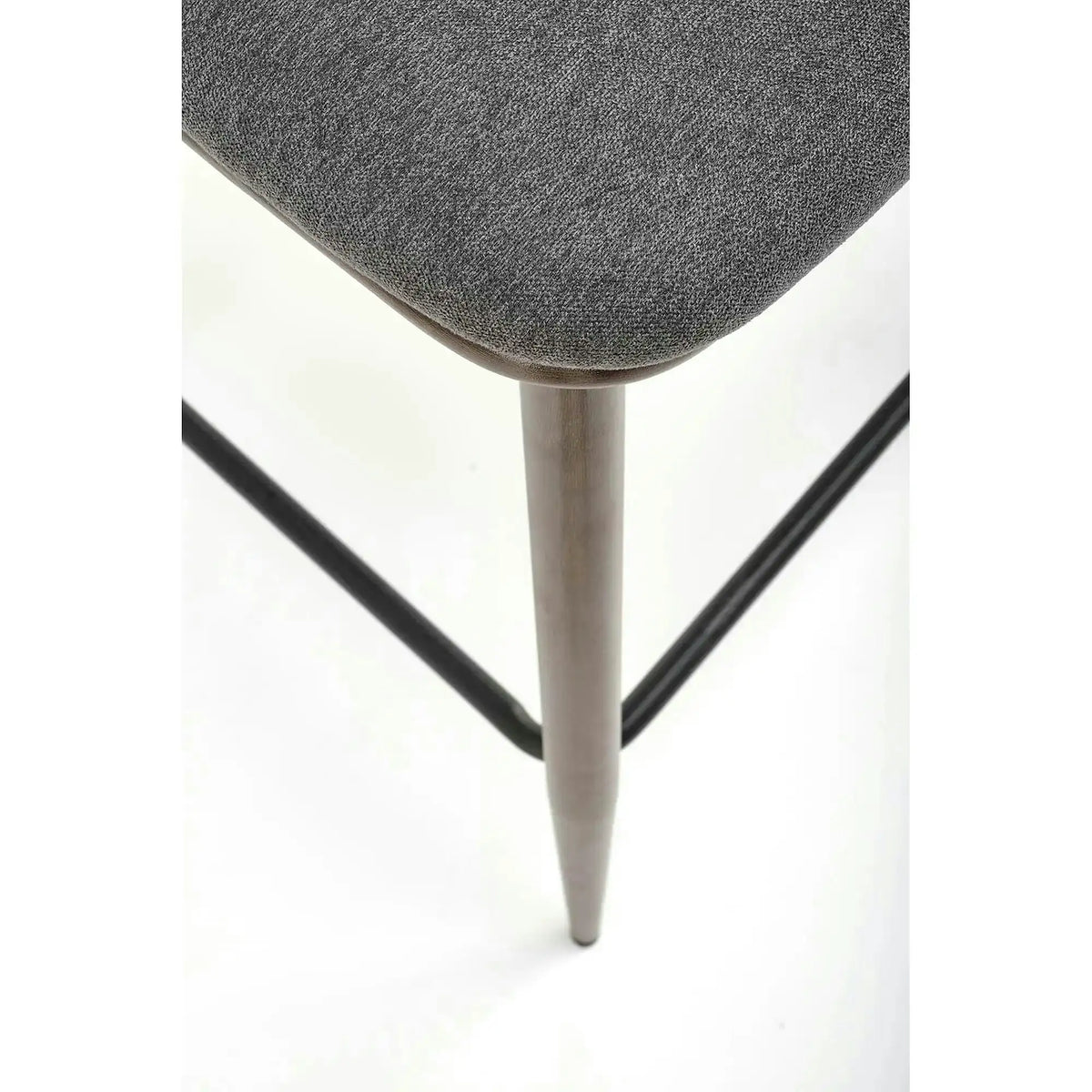 Scaun bucatarie insula H114, gri/nuc, stofa clasica/otel, 48x52x92 cm