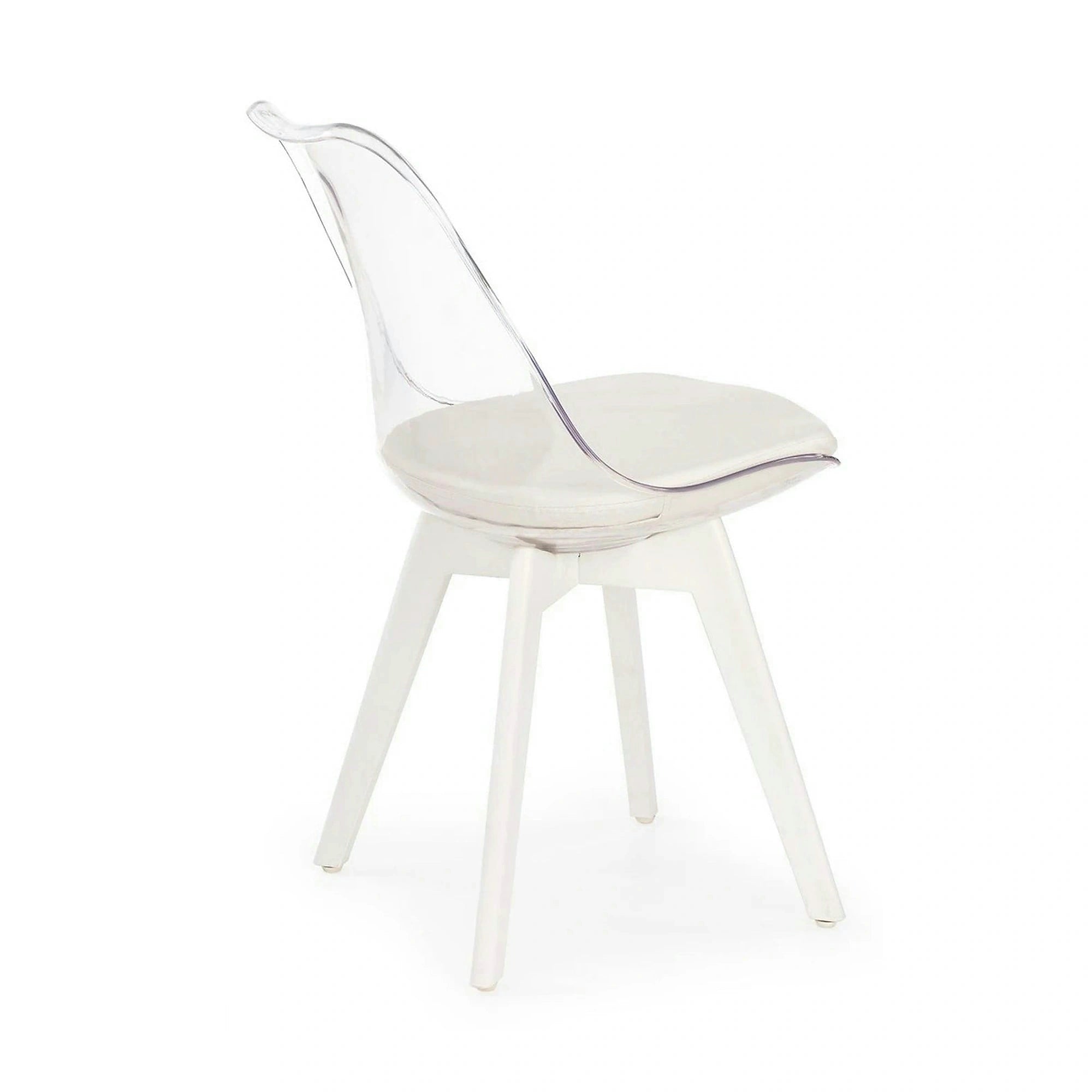 Scaun bucatarie K245, alb/transparent, piele ecologica/policarbonat, 48X58X83 CM