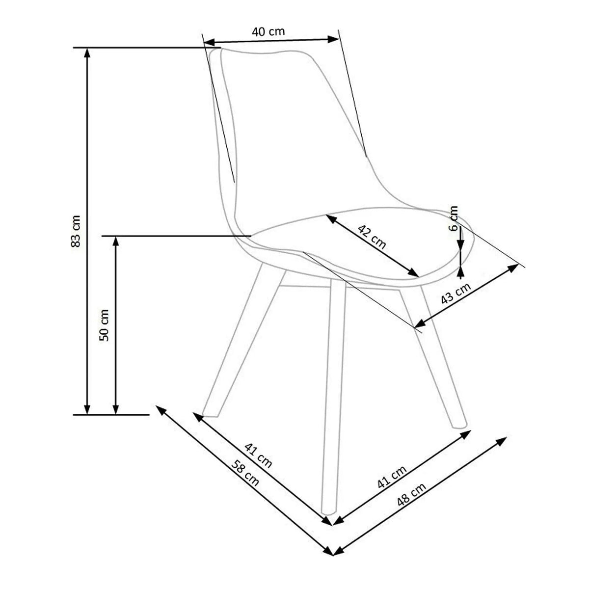 Scaun bucatarie K245, alb/transparent, piele ecologica/policarbonat, 48X58X83 CM