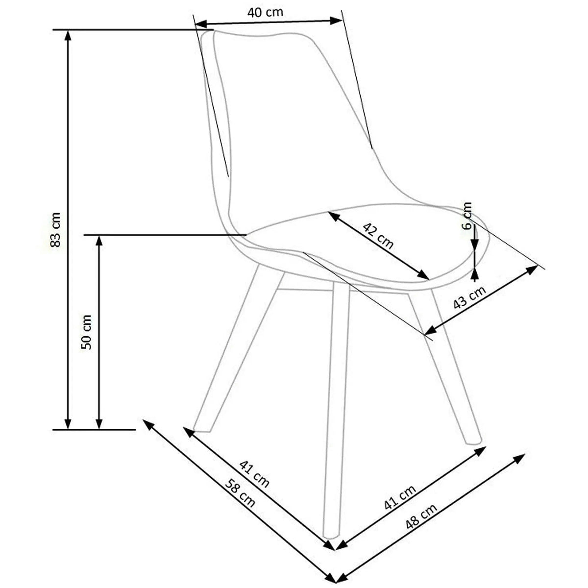 Scaun bucatarie K245, alb/transparent, piele ecologica/policarbonat, 48X58X83 CM