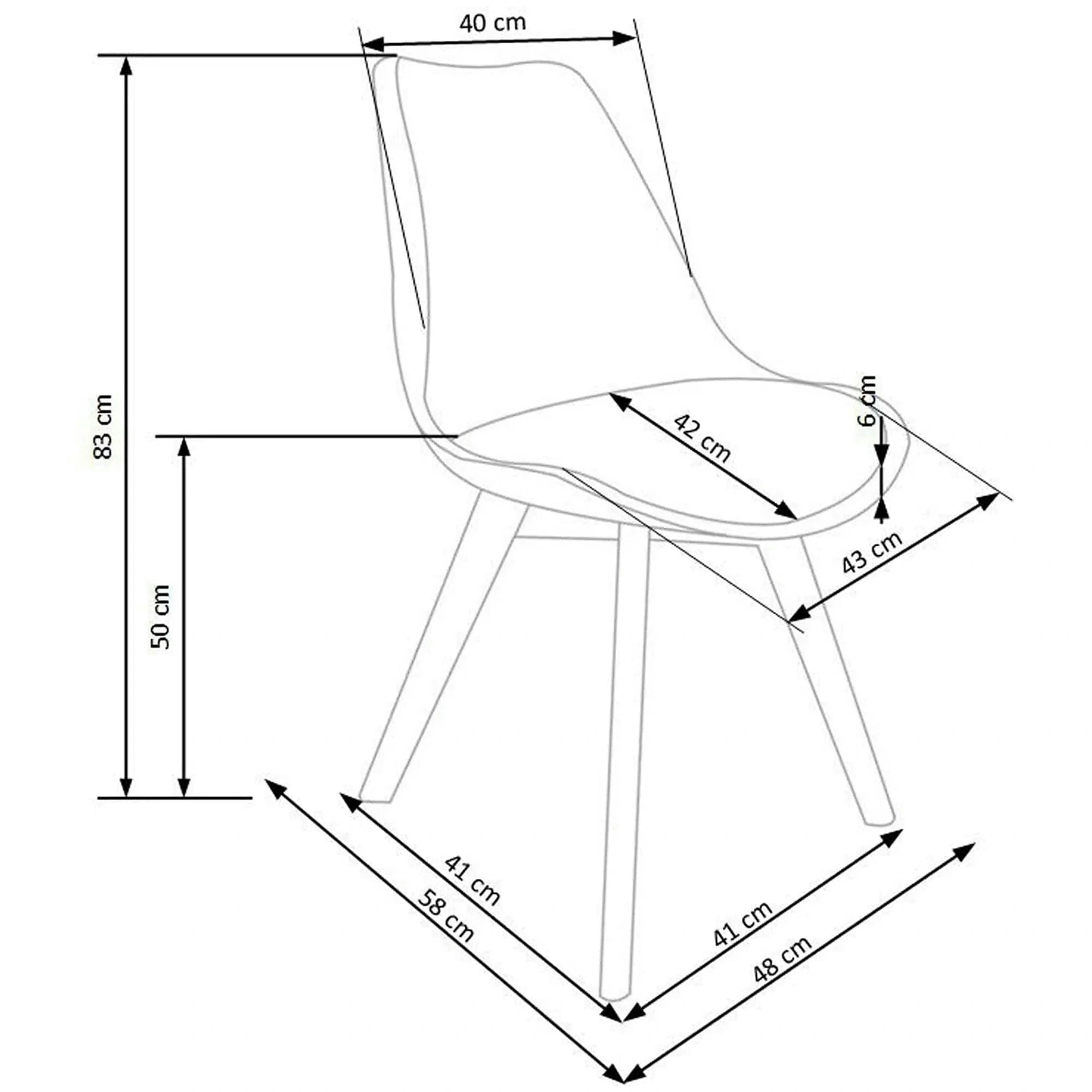 Scaun bucatarie K245, alb/transparent, piele ecologica/policarbonat, 48X58X83 CM