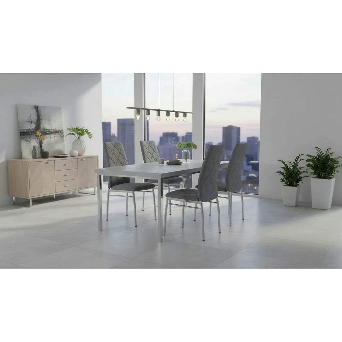 Scaun  bucatarie K309, gri deschis/crom, stofa clasica/metal, 43X57X97 CM