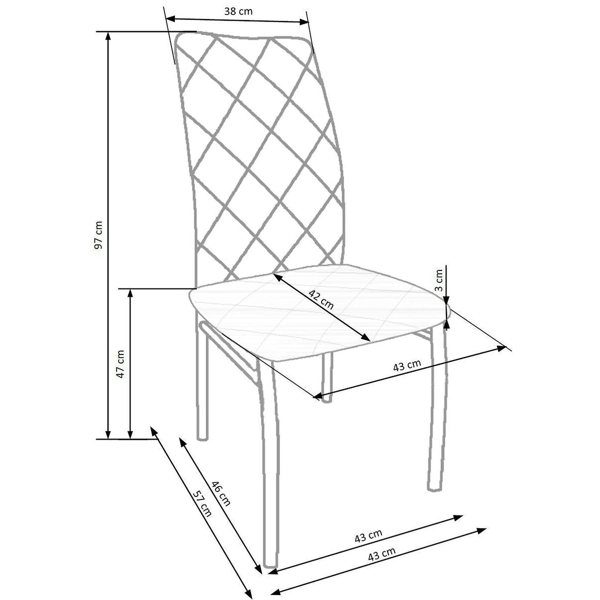 Scaun  bucatarie K309, gri deschis/crom, stofa clasica/metal, 43X57X97 CM