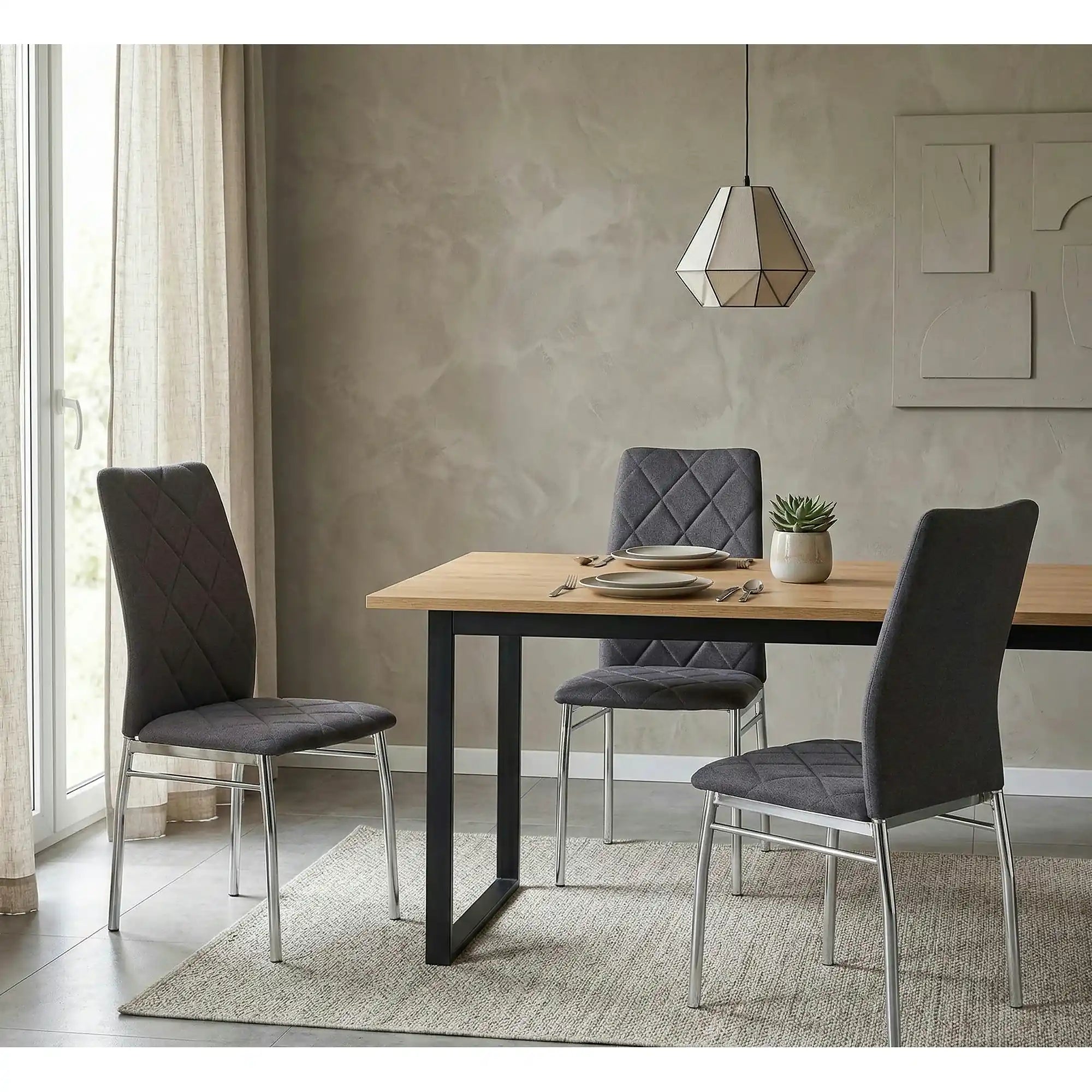 Scaun bucatarie K309, gri inchis/crom, stofa clasica/metal, 43X57X97 CM