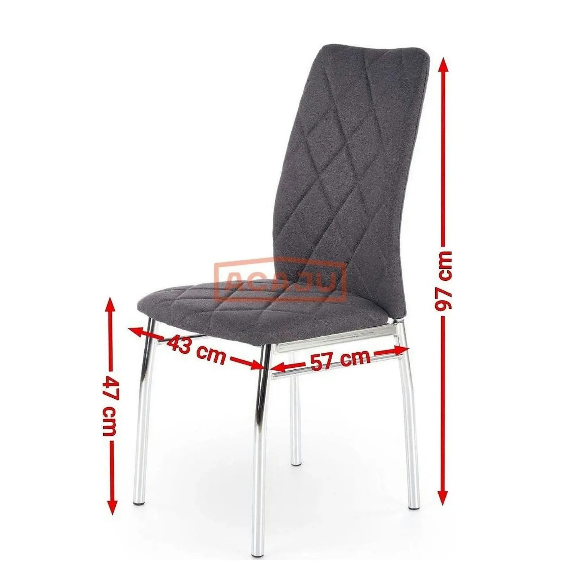 Scaun bucatarie K309, gri inchis/crom, stofa clasica/metal, 43X57X97 CM
