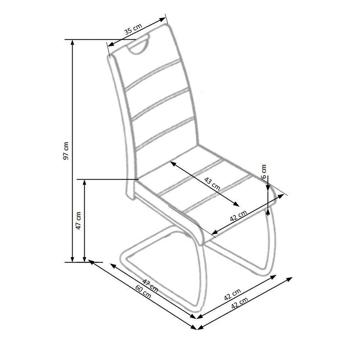 Scaun bucatarie K349, gri/crom, stofa clasica/metal, 42X60X97 CM