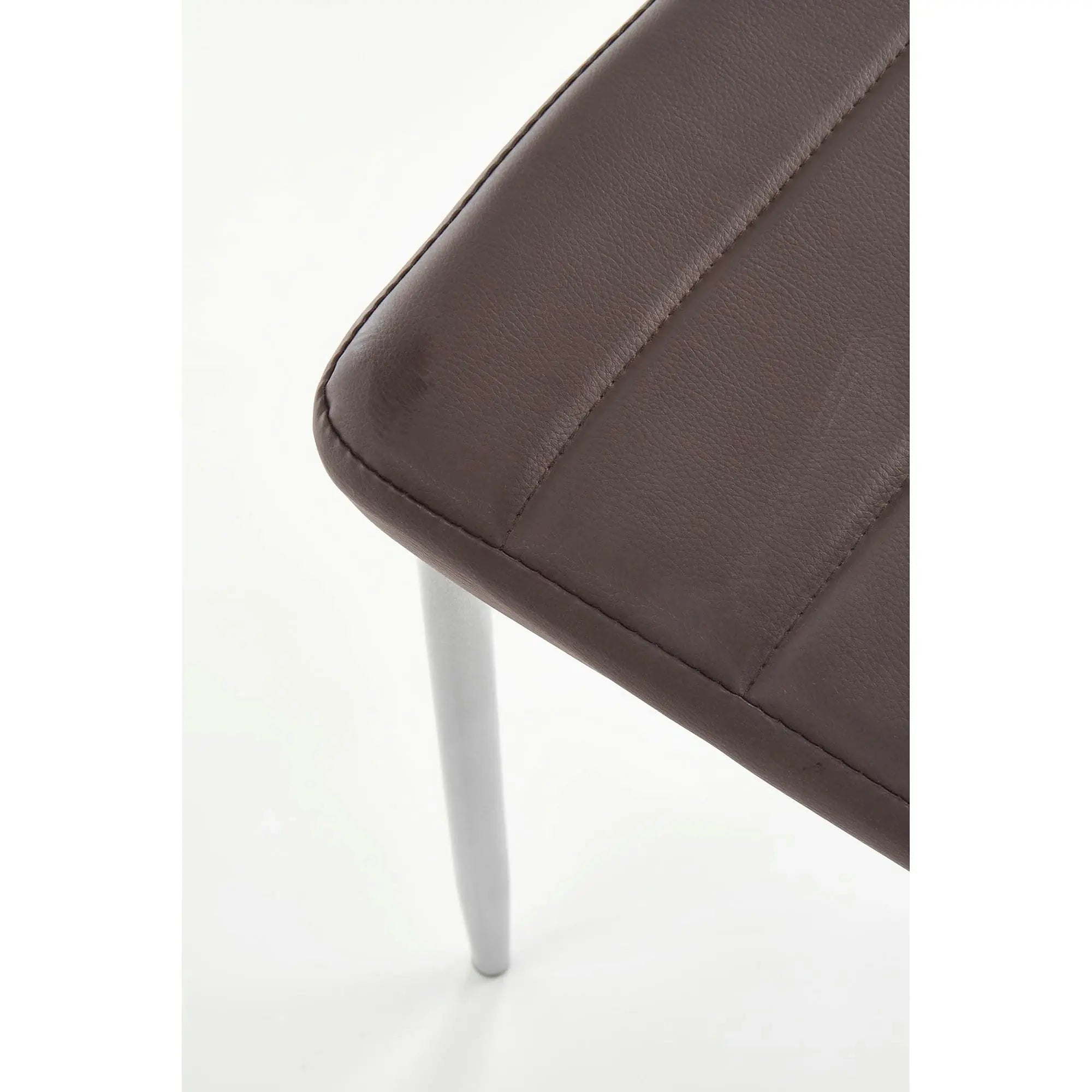 Scaun bucatarie K70, maro inchis/negru, metal/piele ecologica, 41x50x98 cm