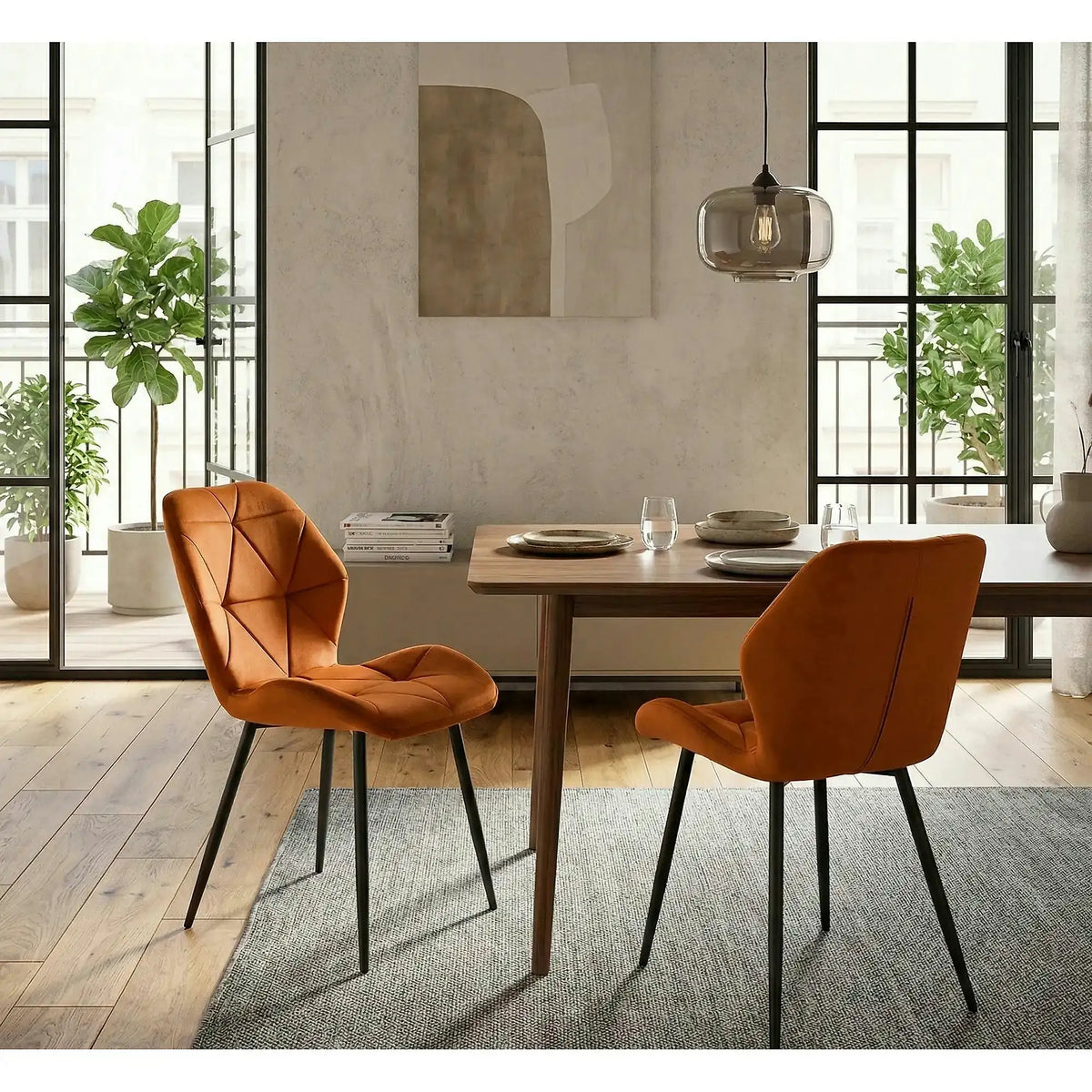 Scaun bucatarie material textil K453, caramiziu, 48x53x86 cm