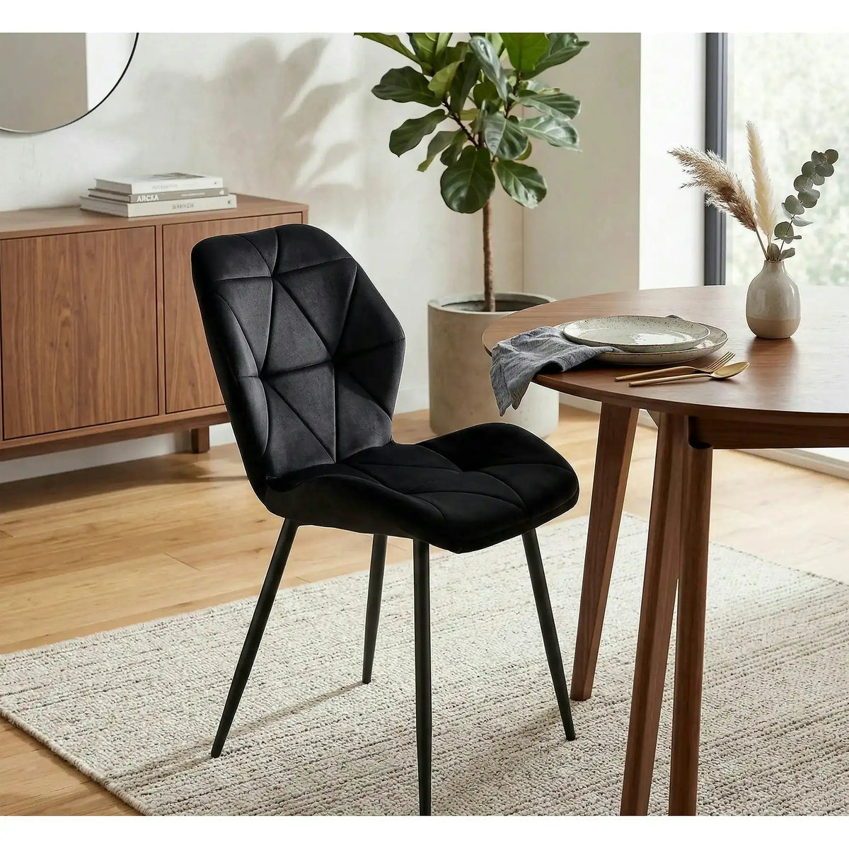Scaun bucatarie material textil K453, negru, 48x53x86 cm