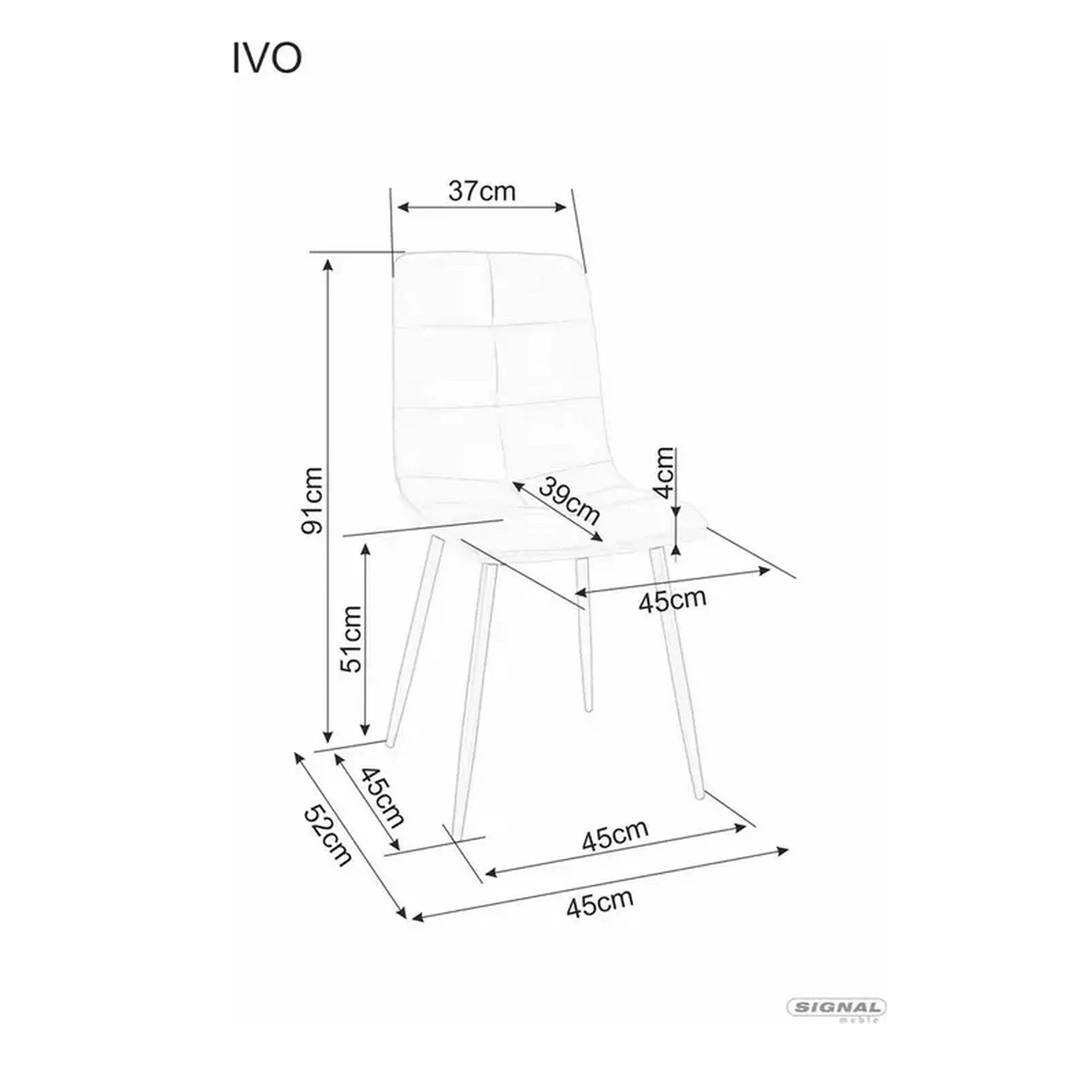Scaun bucatarie metalic IVO, bej/negru, stofa catifelata, 45x39x91 cm