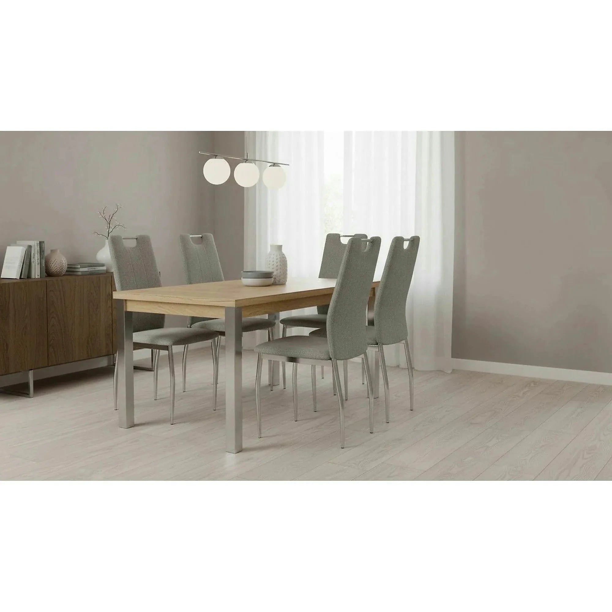 Scaun bucatarie OLIVA NEW, bej/crom, textil/metal, 42x52x97 cm
