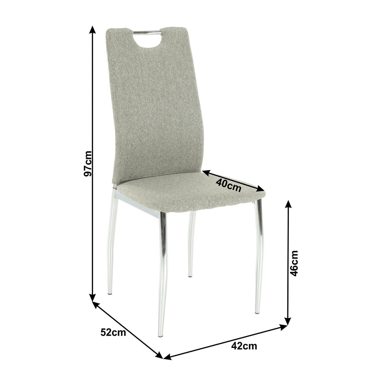Scaun bucatarie OLIVA NEW, bej/crom, textil/metal, 42x52x97 cm