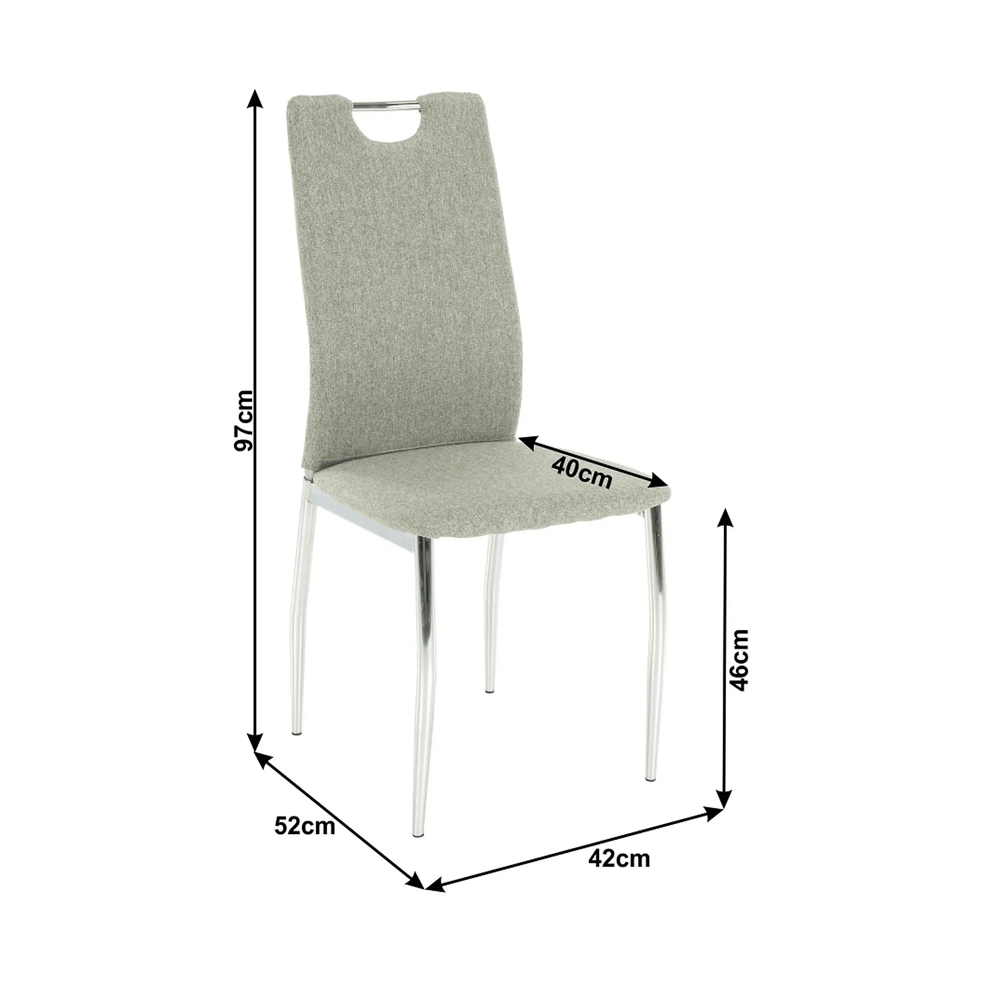 Scaun bucatarie OLIVA NEW, bej/crom, textil/metal, 42x52x97 cm