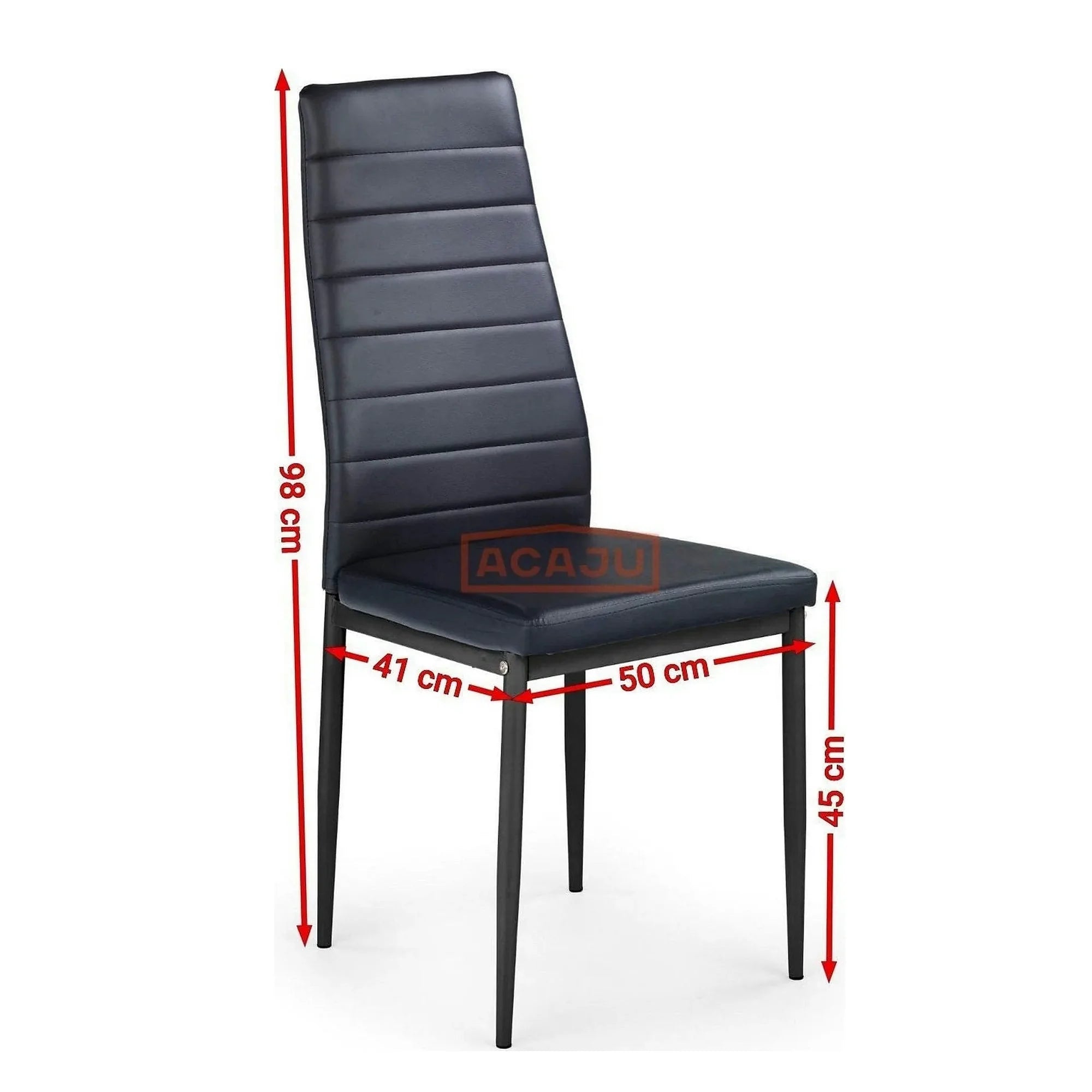Scaun bucatarie rezistent K70, negru, piele ecologica/metal, 41x50x98 cm