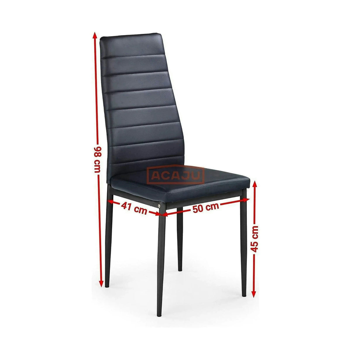Scaun bucatarie rezistent K70, negru, piele ecologica/metal, 41x50x98 cm