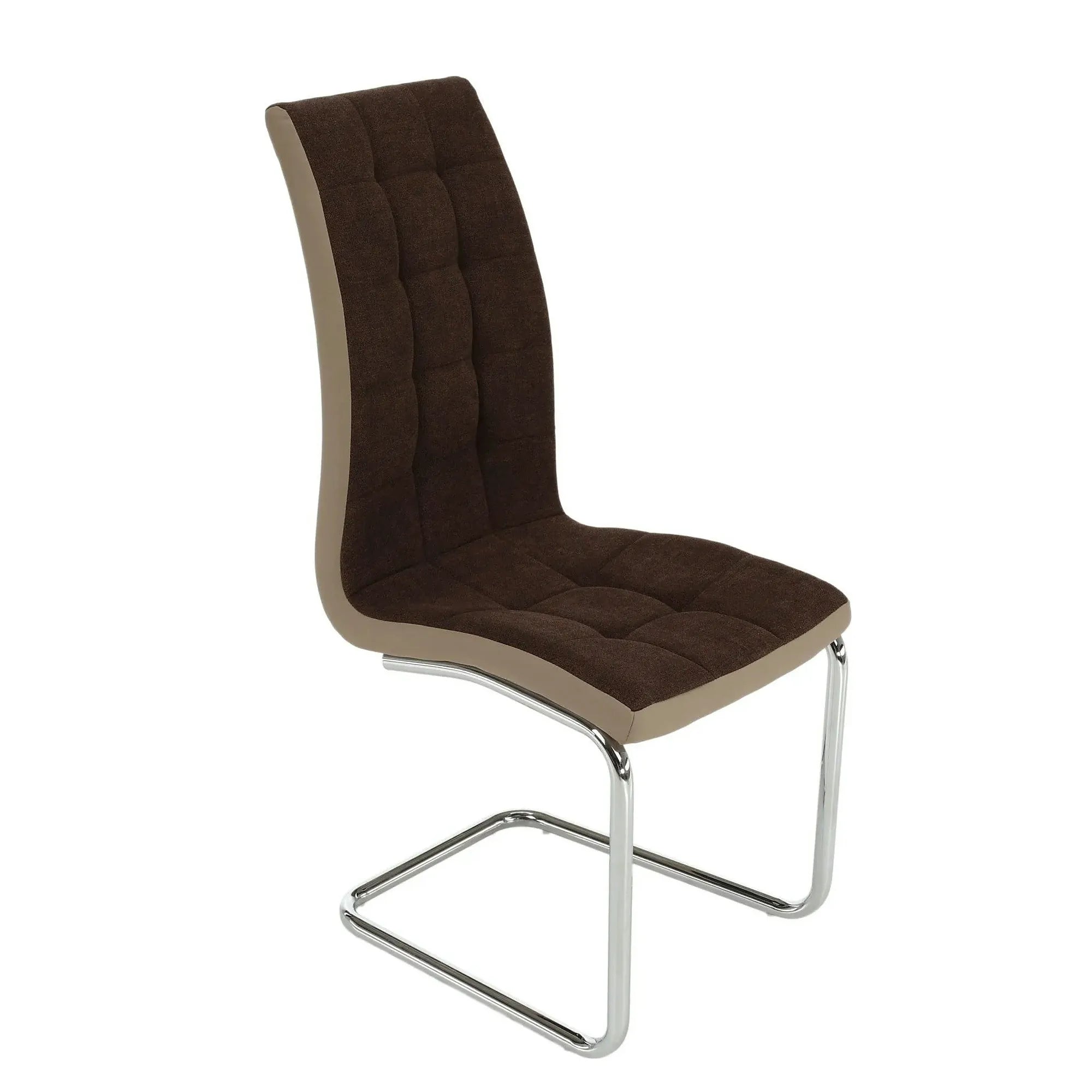 Scaun bucătărie SALOMA NEW, maro/bej, stofa clasica/piele ecologica/metal, 42x56.5x105 cm