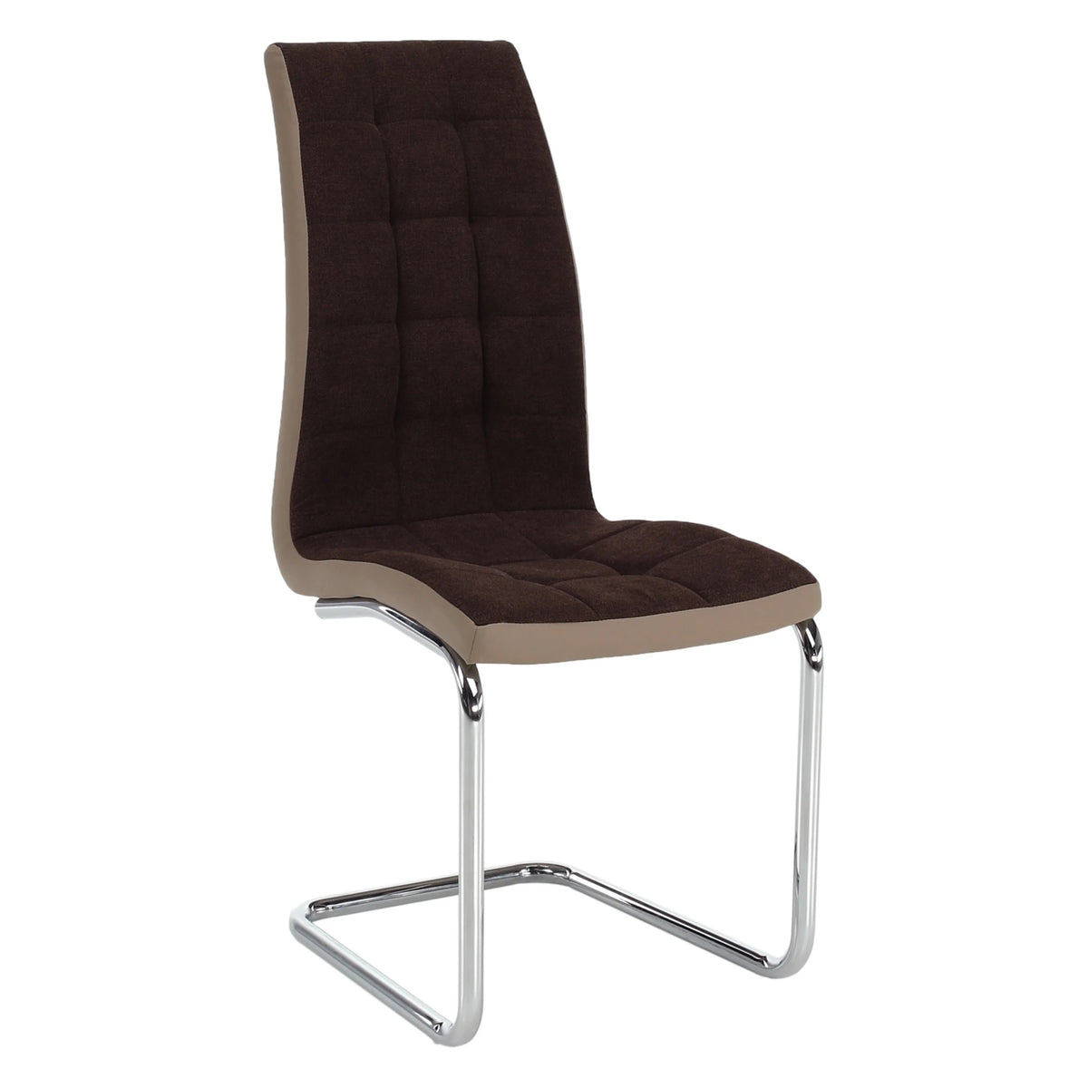 Scaun bucătărie SALOMA NEW, maro/bej, stofa clasica/piele ecologica/metal, 42x56.5x105 cm