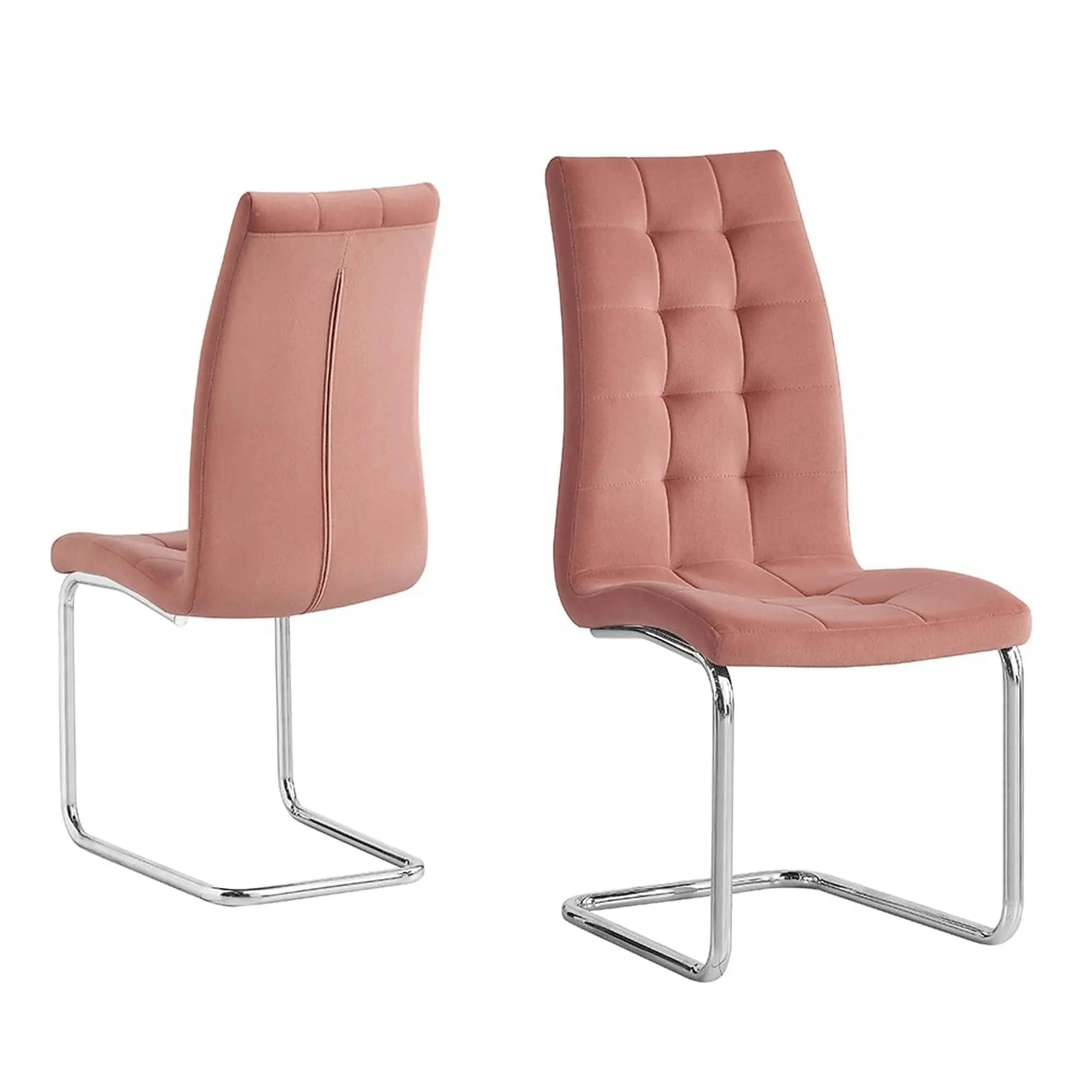 Scaun bucatarie SALOMA NEW, stofa catifelata roz, 42x56,5x105 cm