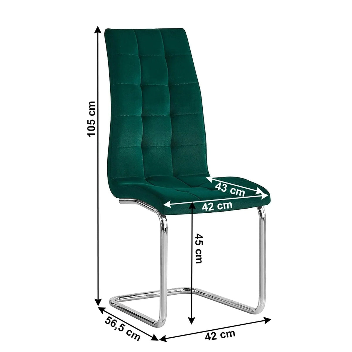 Scaun bucatarie SALOMA NEW, stofa catifelata verde, 42x56,5x105 cm