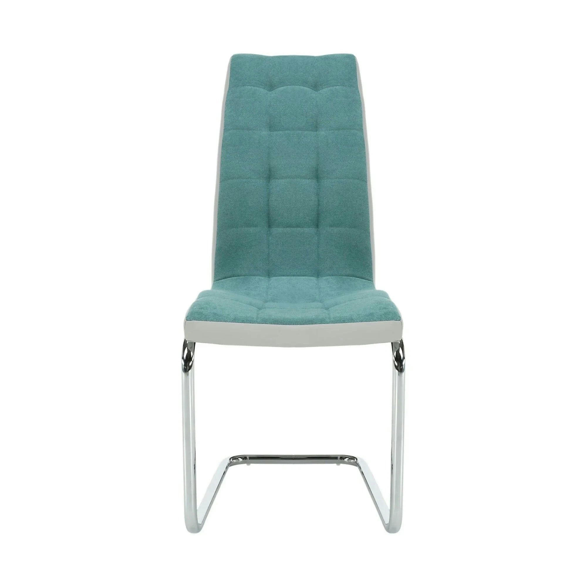 Scaun bucatarie SALOMA NEW, textil/piele ecologica/metal, mentol/gri/crom, 42x57x105 cm