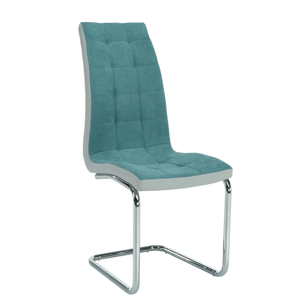 Scaun bucatarie SALOMA NEW, textil/piele ecologica/metal, mentol/gri/crom, 42x57x105 cm