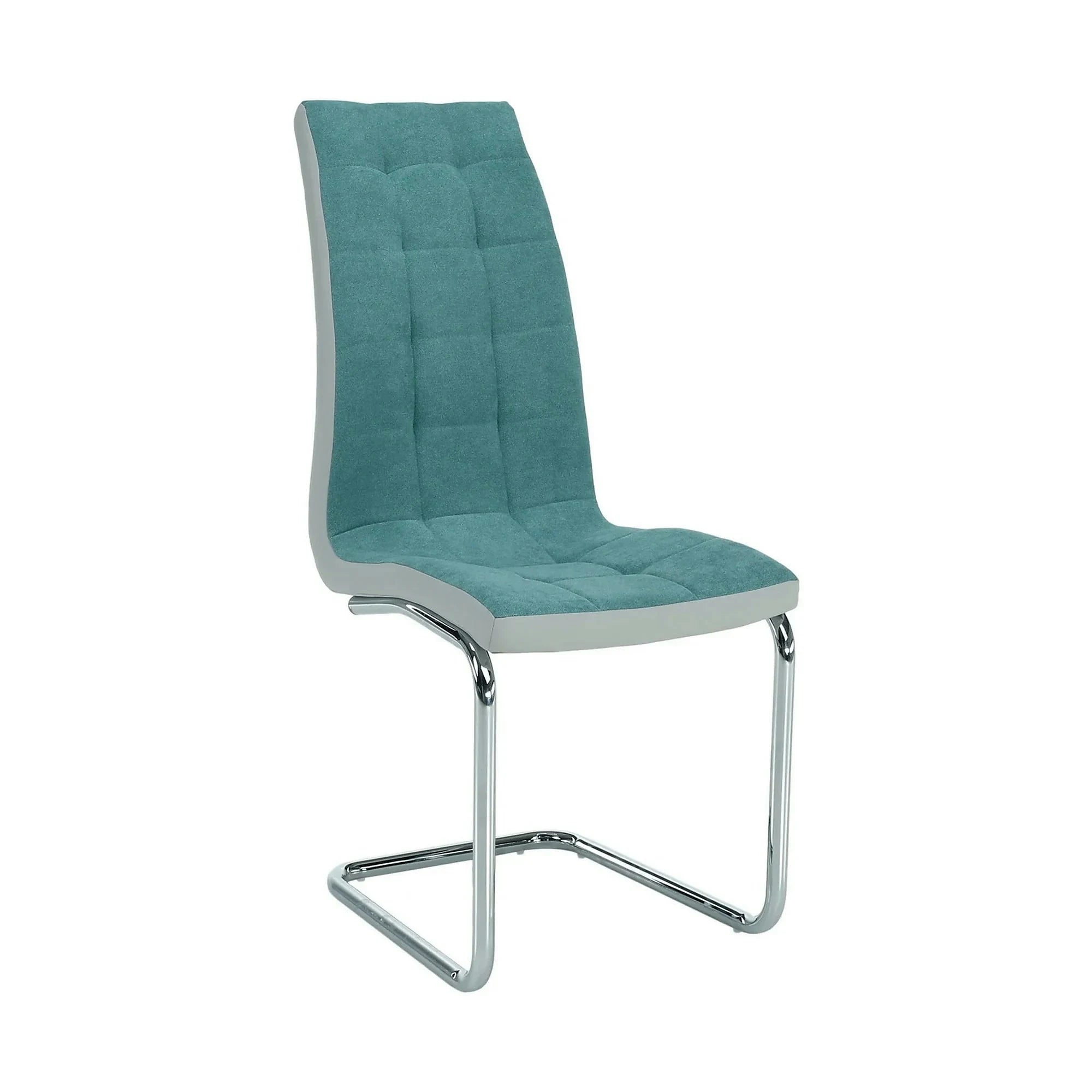 Scaun bucatarie SALOMA NEW, textil/piele ecologica/metal, mentol/gri/crom, 42x57x105 cm