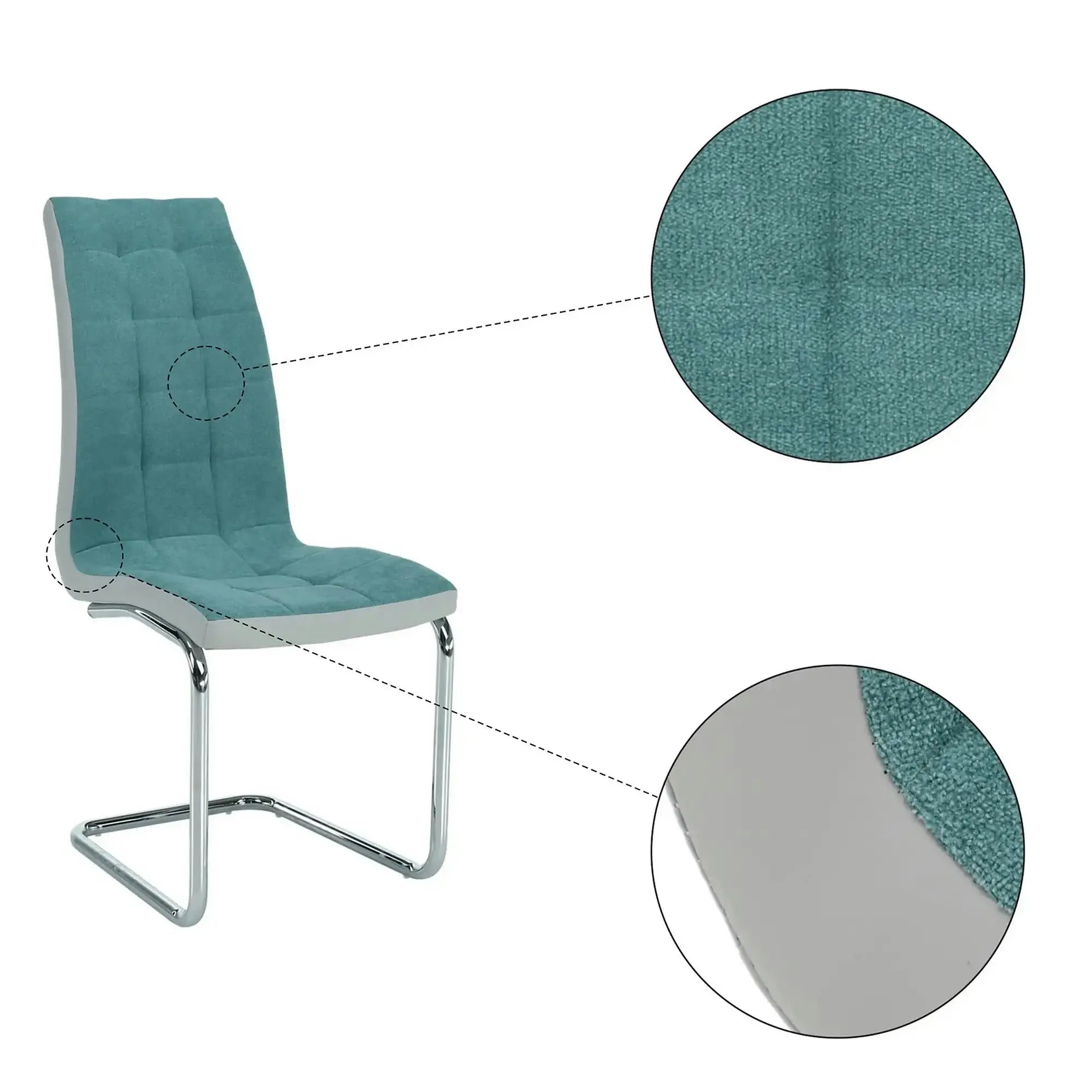 Scaun bucatarie SALOMA NEW, textil/piele ecologica/metal, mentol/gri/crom, 42x57x105 cm