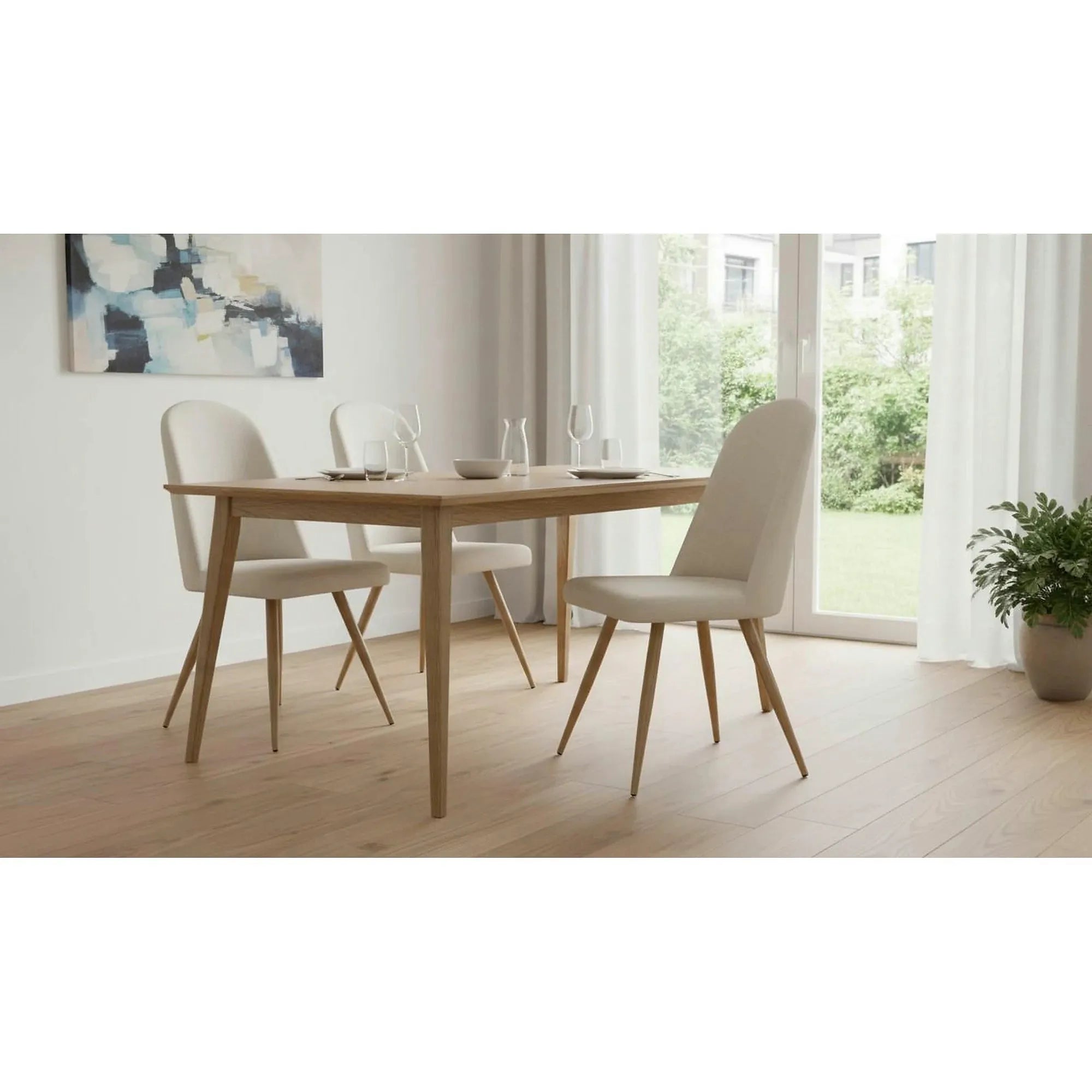 Scaun bucatarie tapitat K214, crem/stejar miere, piele ecologica/metal, 45X53X90 CM