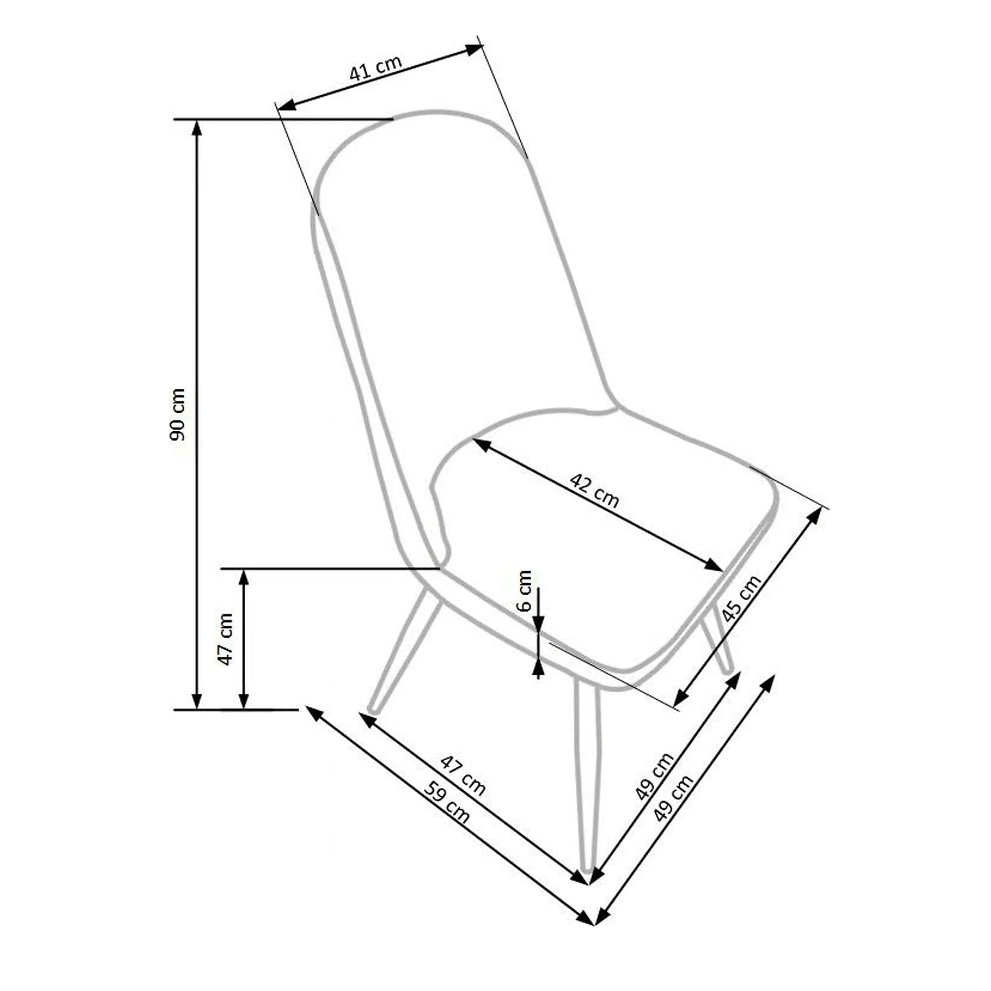 Scaun bucatarie tapitat K214, crem/stejar miere, piele ecologica/metal, 45X53X90 CM