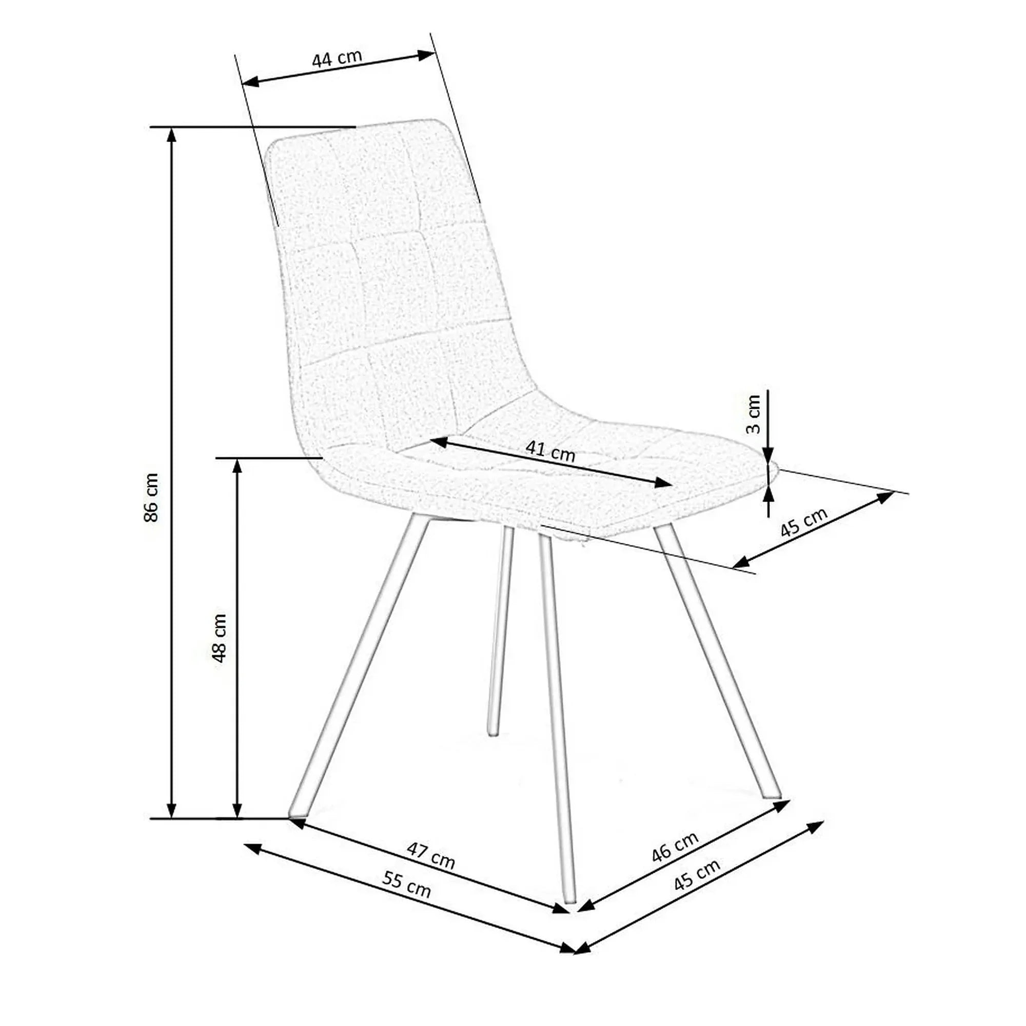 Scaun bucatarie tapitat stofa clasica K402, bej/negru, 45x55x86 cm