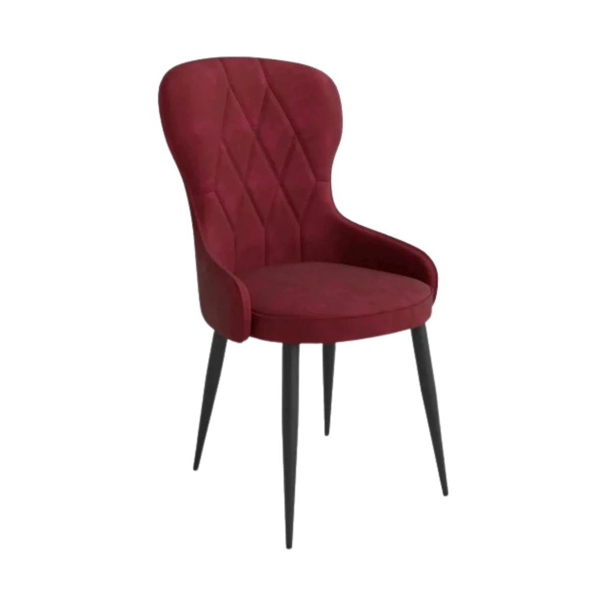 Scaun bucatarie visiniu/negru K366, stofa catifelata/metal, 52x58x92 cm