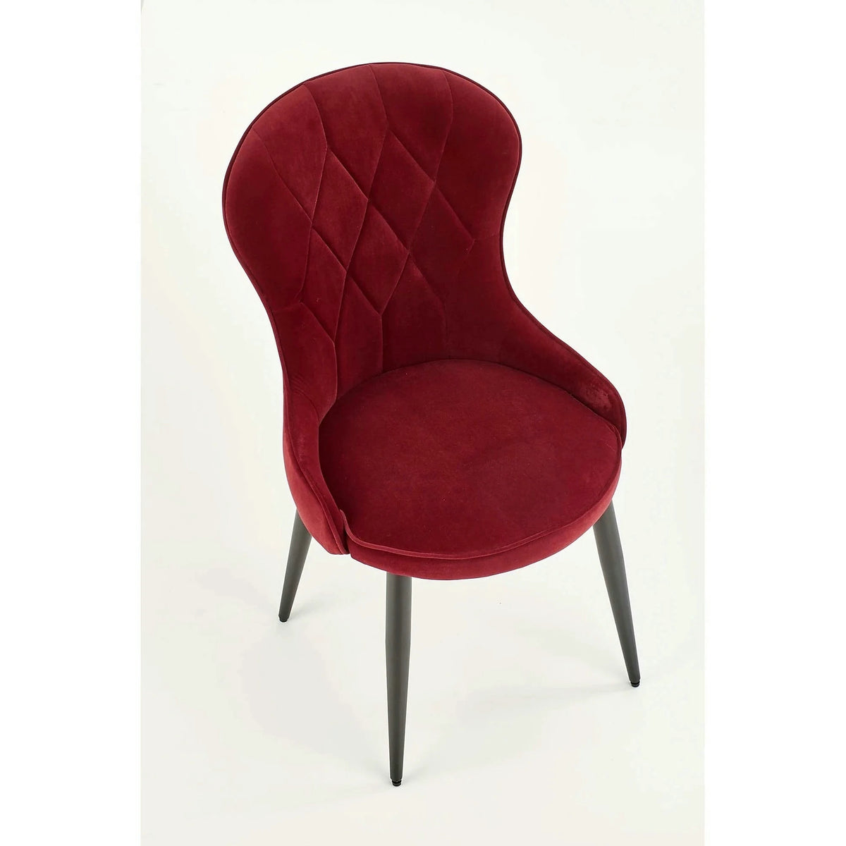 Scaun bucatarie visiniu/negru K366, stofa catifelata/metal, 52x58x92 cm