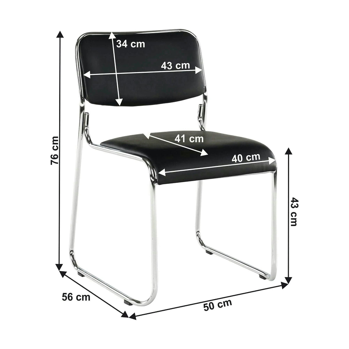 Scaun BULUT, negru, piele ecologica/metal, 50x56x76 cm