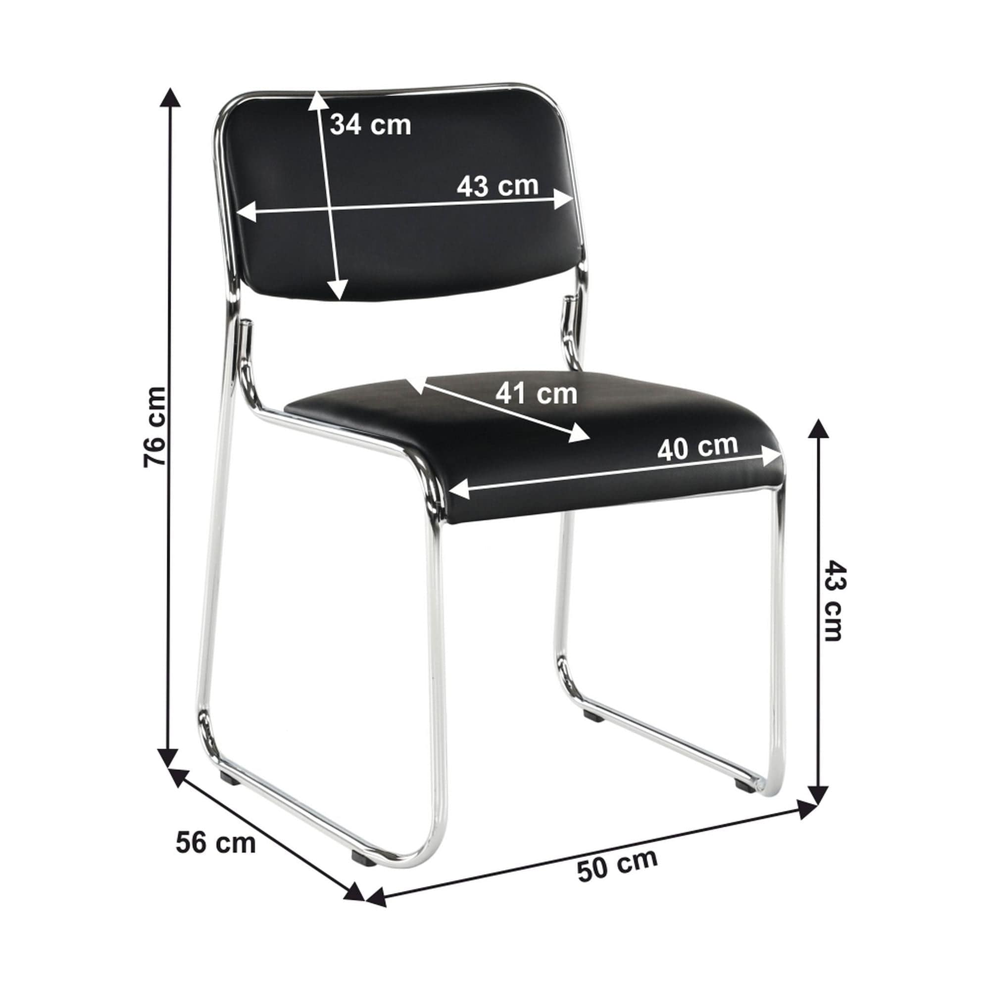 Scaun BULUT, negru, piele ecologica/metal, 50x56x76 cm