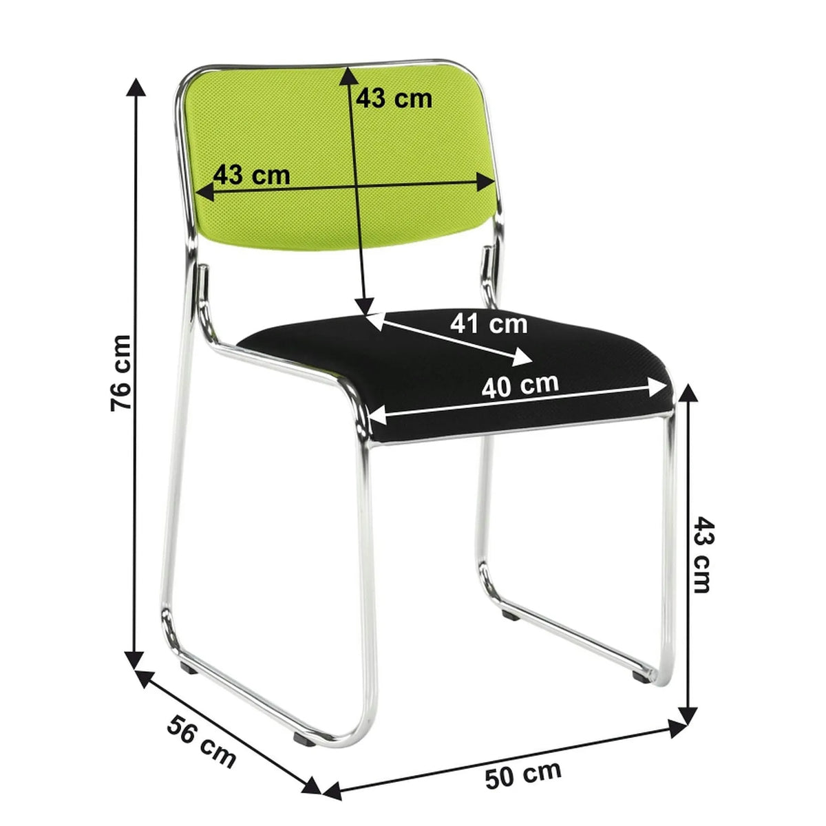 Scaun BULUT, verde/negru/crom, piele ecologica/metal, 50x56x76 cm