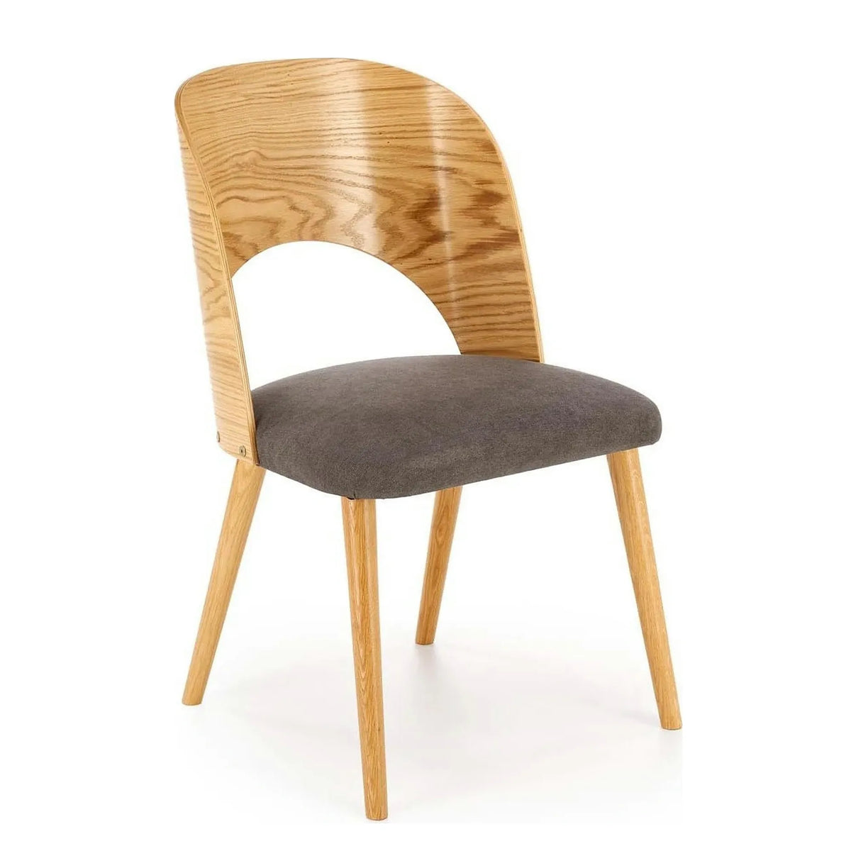 Scaun CADIZ, stejar/gri, stofa/placaj/lemn, 52x58x83 cm