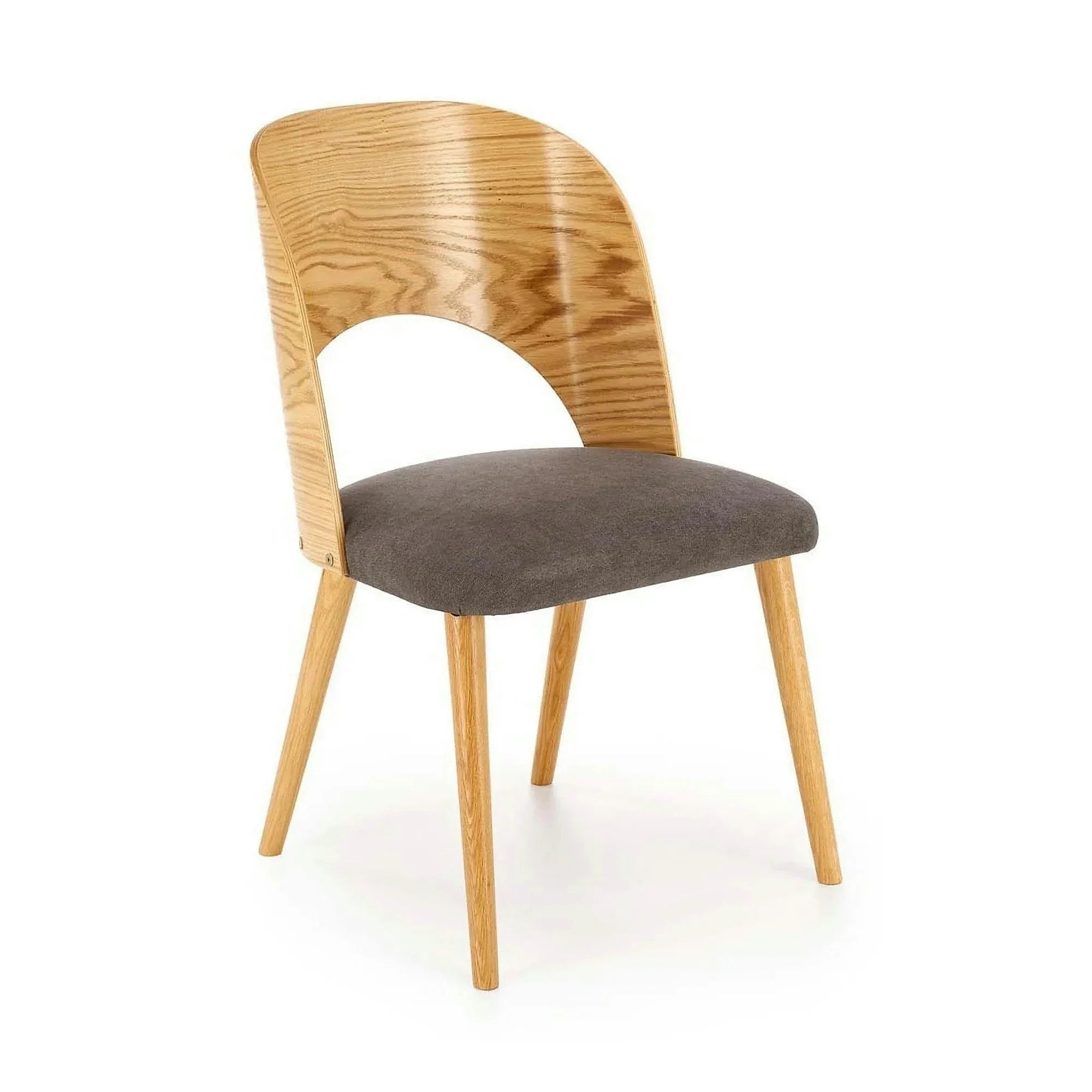 Scaun CADIZ, stejar/gri, stofa/placaj/lemn, 52x58x83 cm