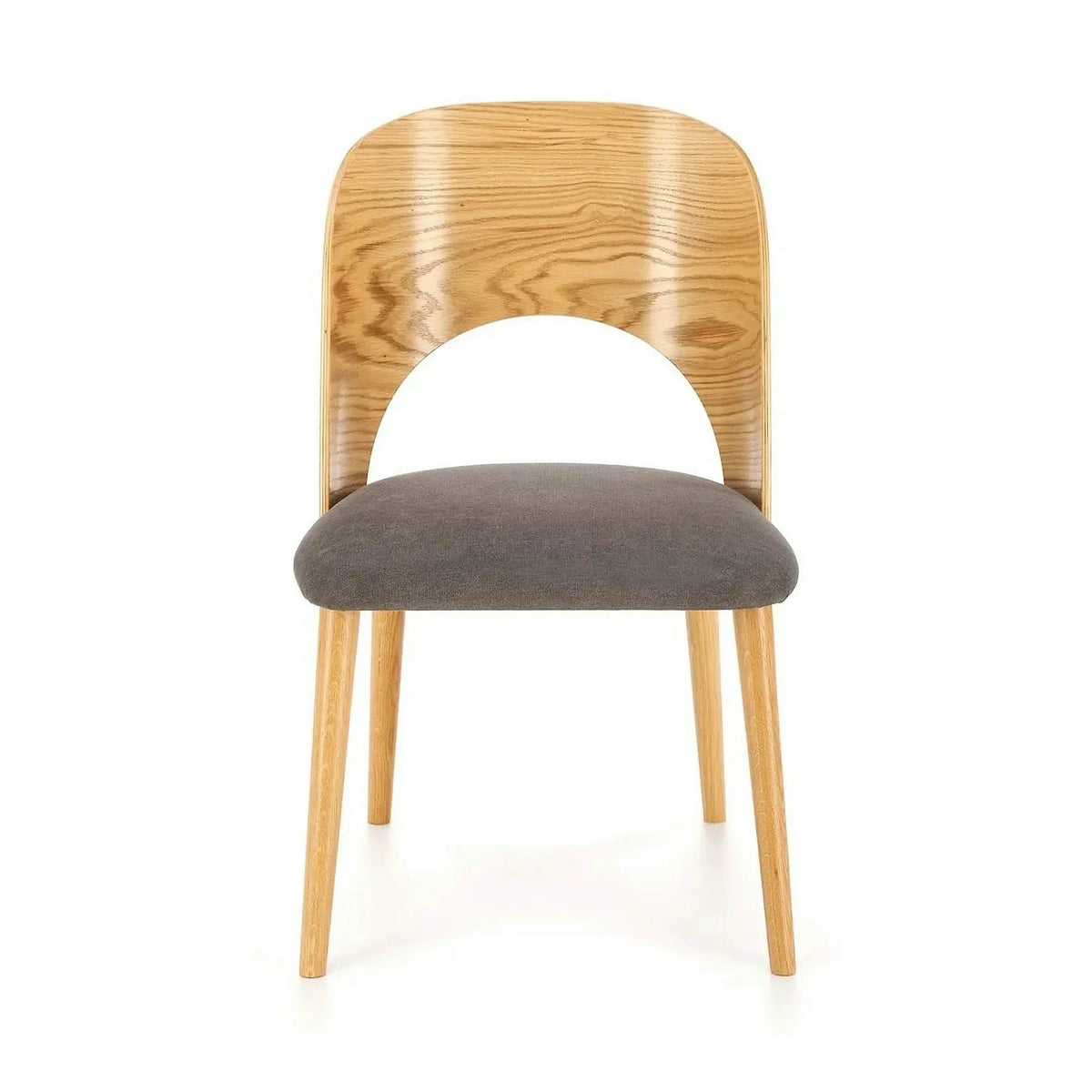 Scaun CADIZ, stejar/gri, stofa/placaj/lemn, 52x58x83 cm