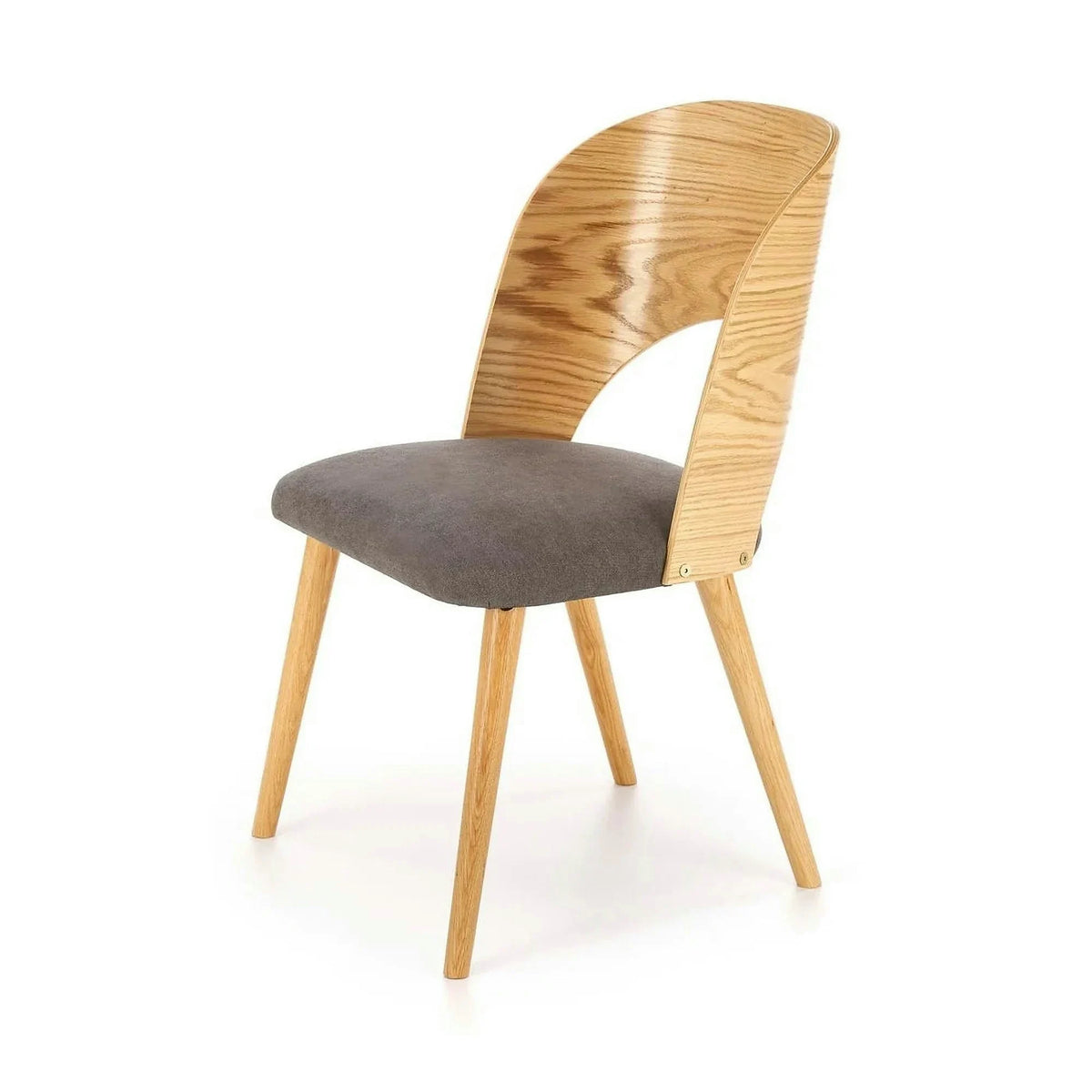 Scaun CADIZ, stejar/gri, stofa/placaj/lemn, 52x58x83 cm