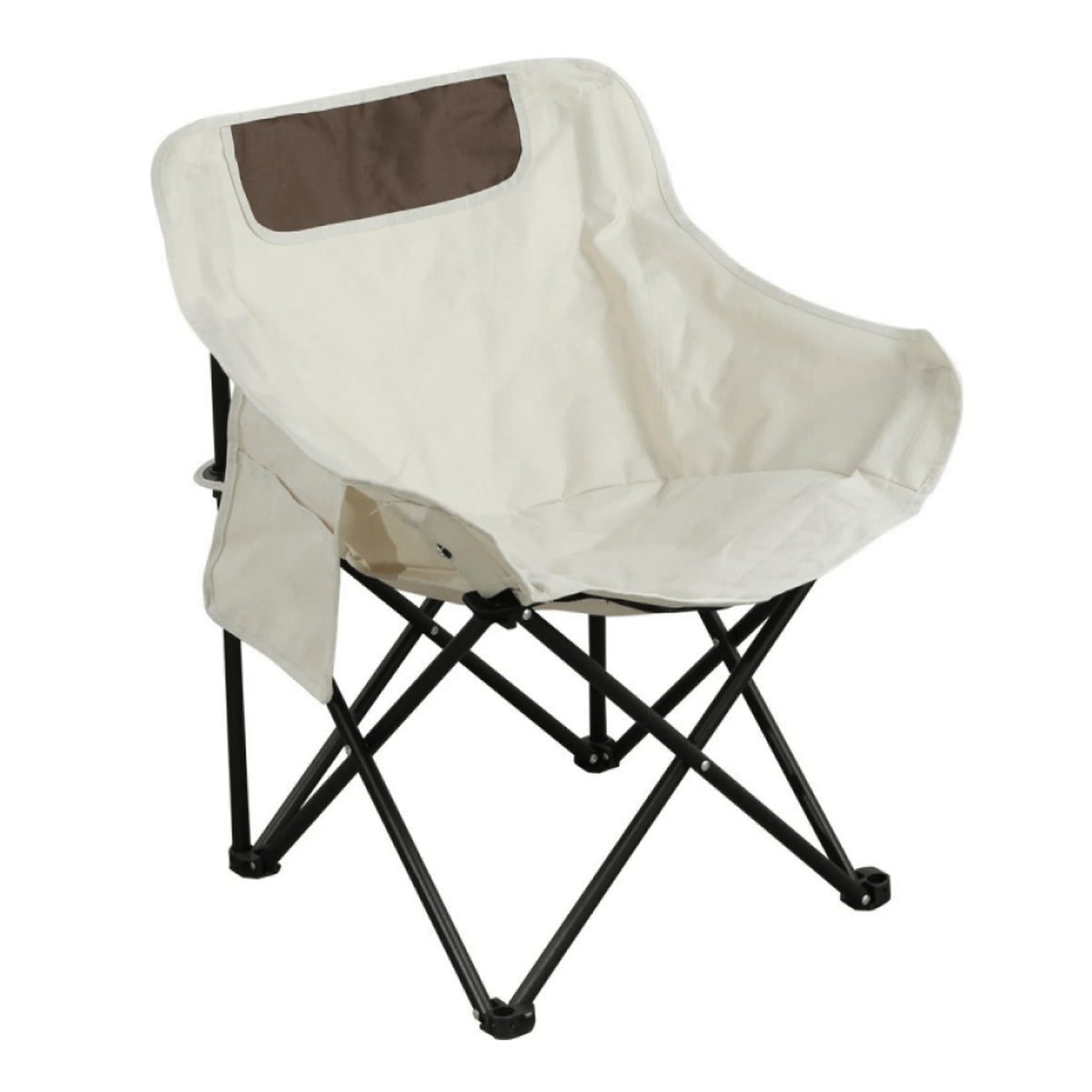 Scaun camping URAO, bej/negru, stofa clasica/metal, 58x51x66 cm