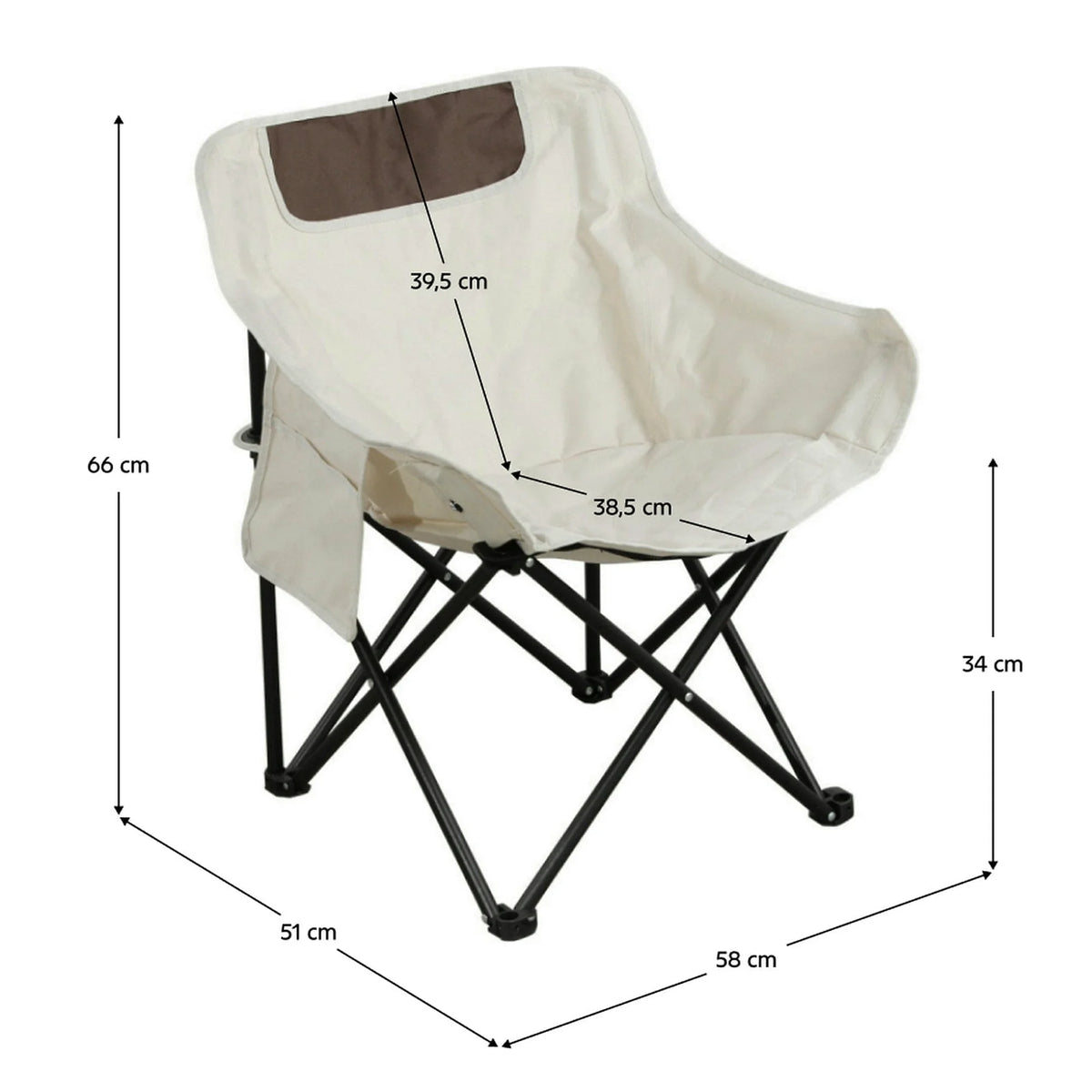 Scaun camping URAO, bej/negru, stofa clasica/metal, 58x51x66 cm