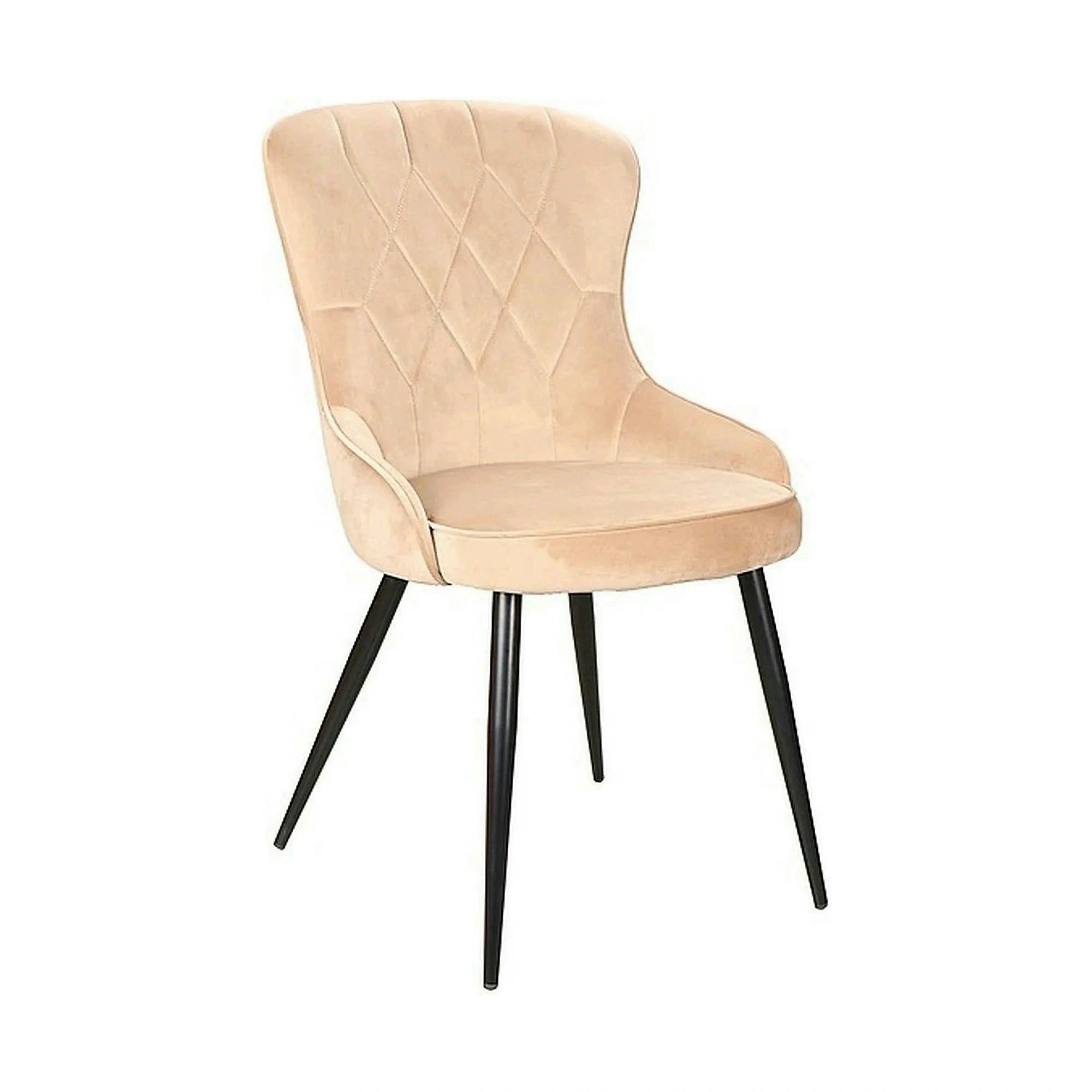 Scaun catifea dining Lotus, bej/negru, stofa/metal, 52x45x91 cm