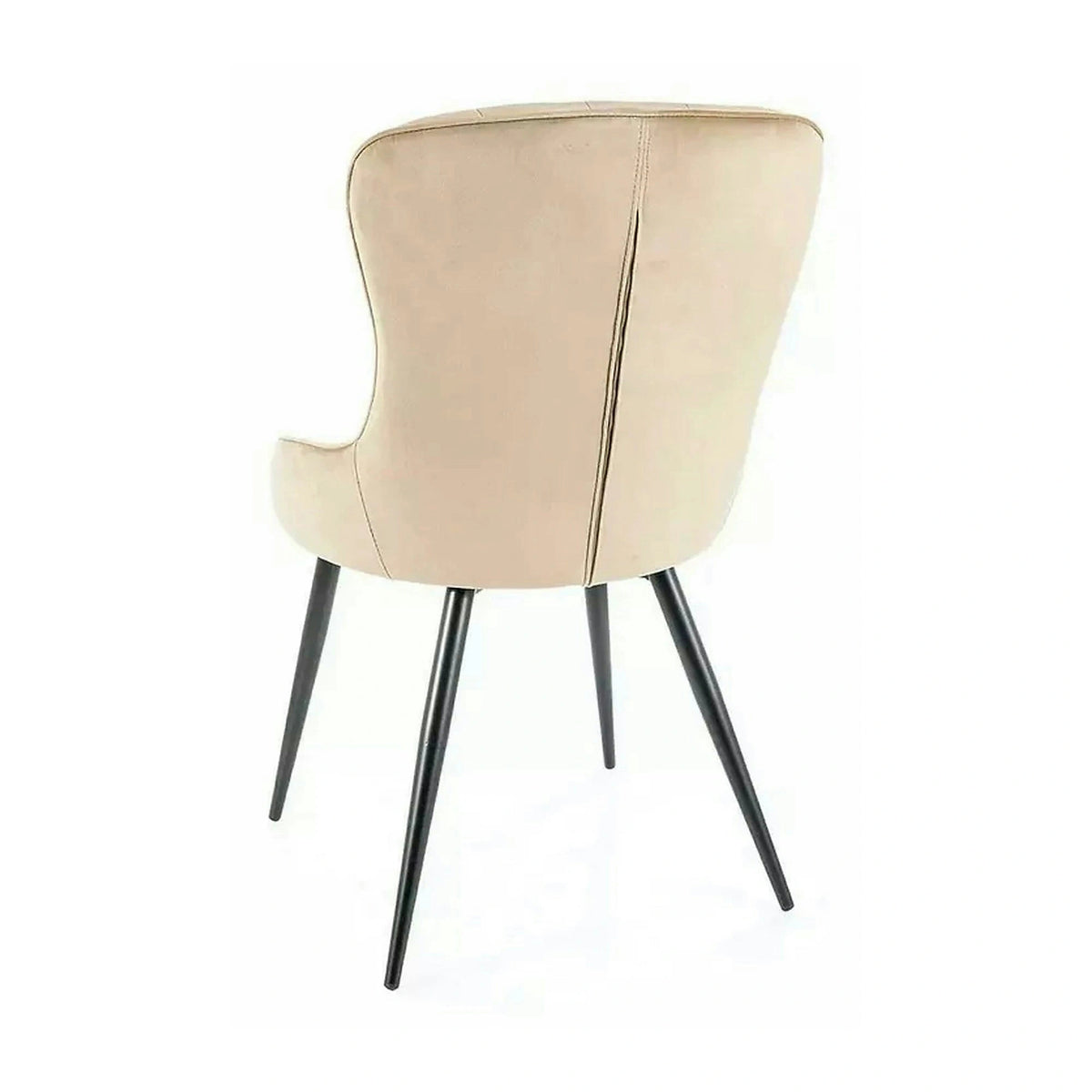 Scaun catifea dining Lotus, bej/negru, stofa/metal, 52x45x91 cm