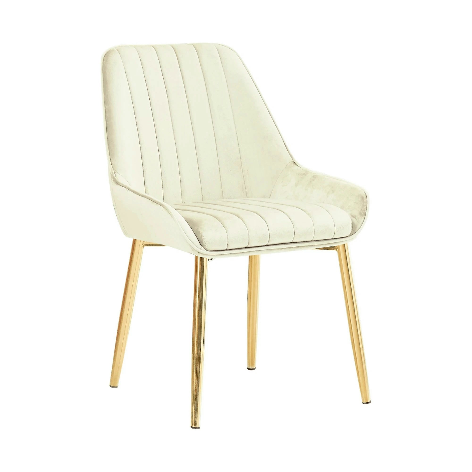 Scaun catifea dining PERLIA, bej/auriu, stofa catifelata/metal, 56x62x89 cm